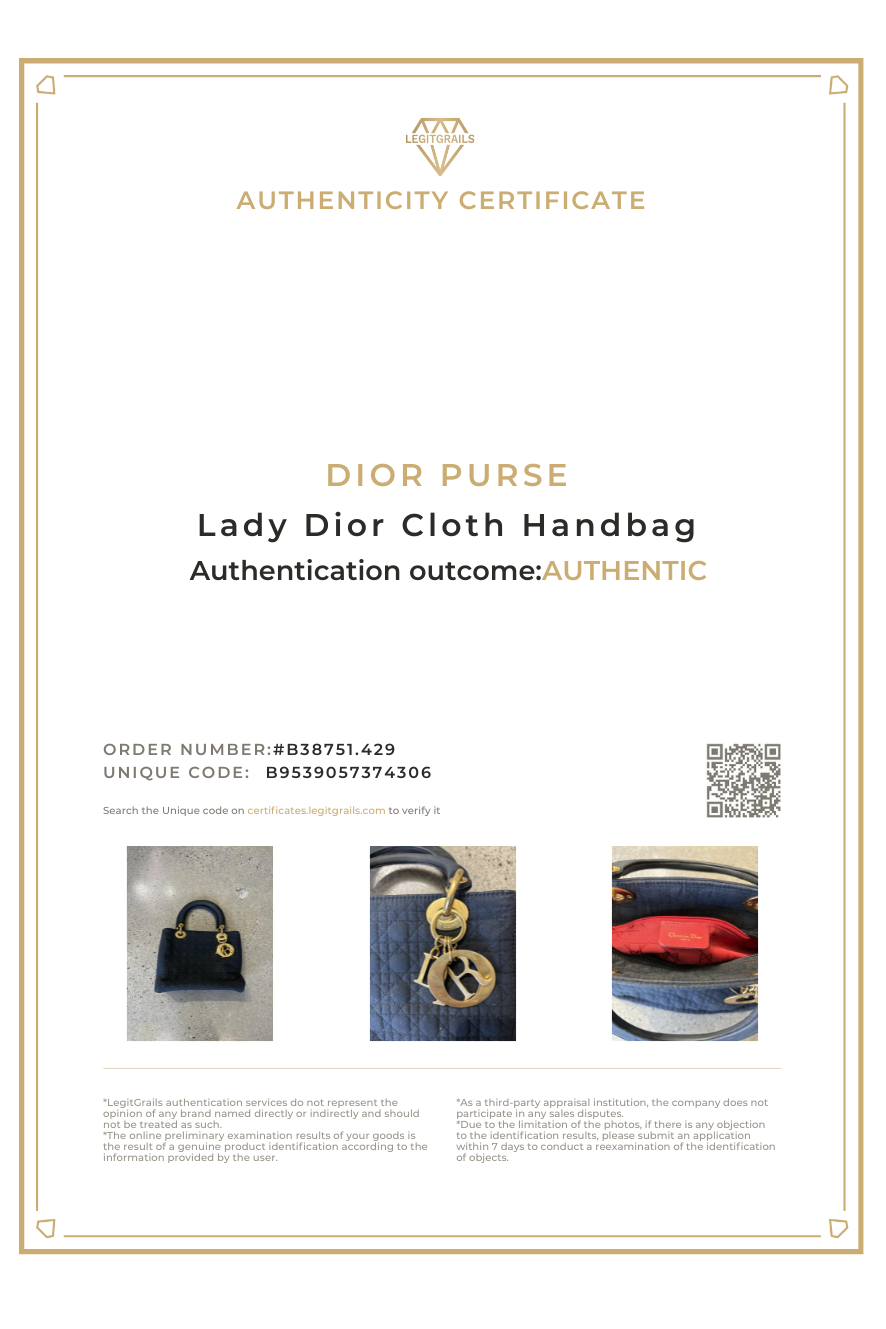 Dior Lady Dior Cloth Handbag