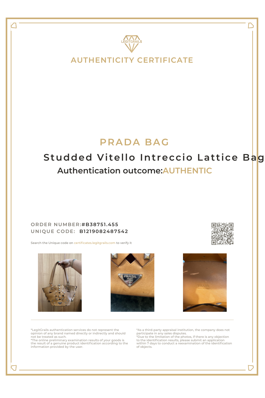 Prada Studded Vitello Intreccio Lattice Bag