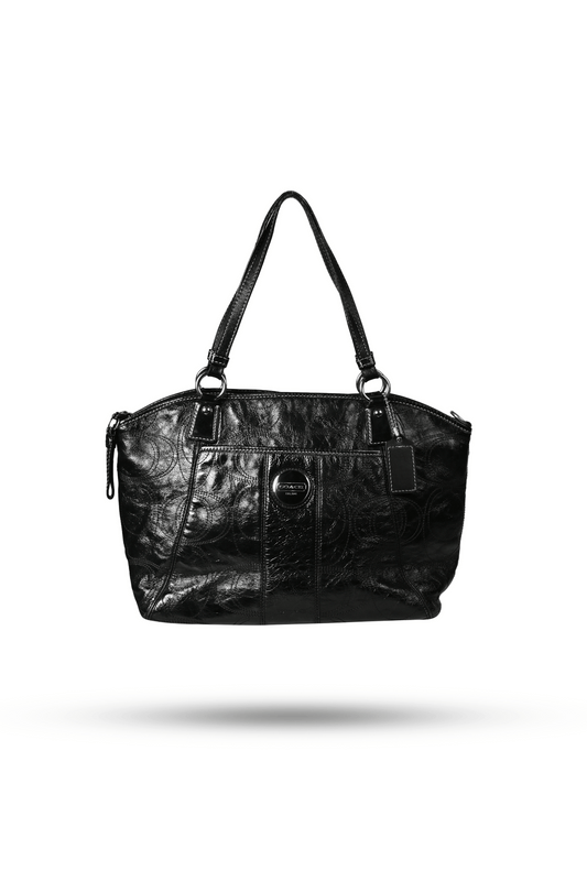 Coach Black Stitch Patent Leather Gloss Bag
