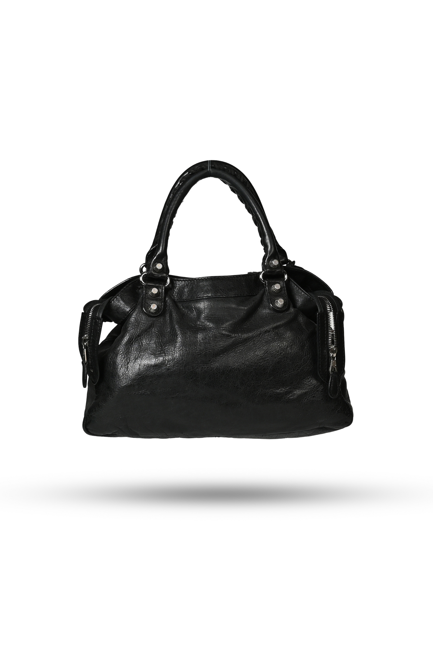 Balenciaga Black City Leather Handbag Silver Hardware