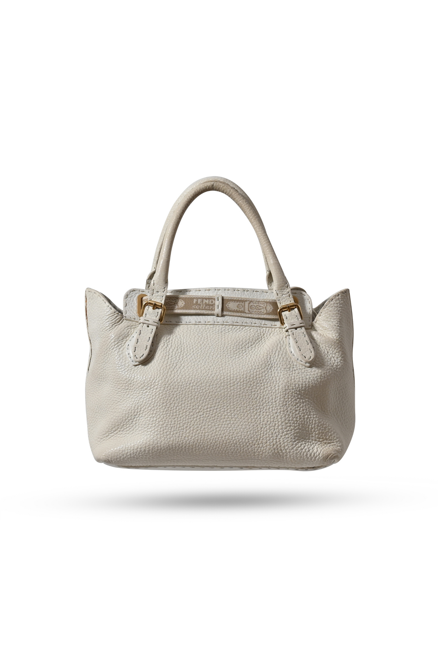 Fendi White Leather Villa Selleria Borghese Tote