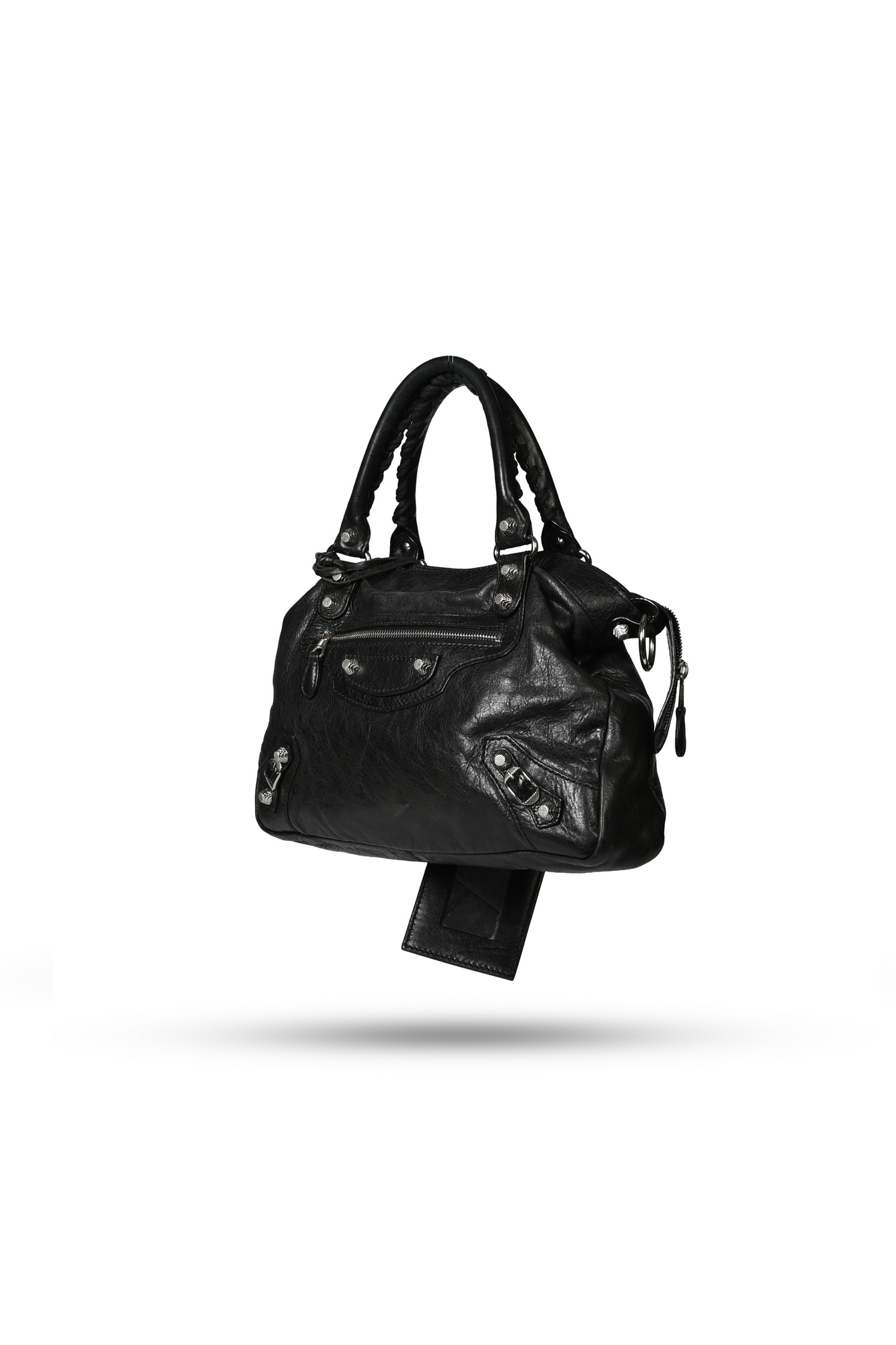 Balenciaga Black City Leather Handbag Silver Hardware