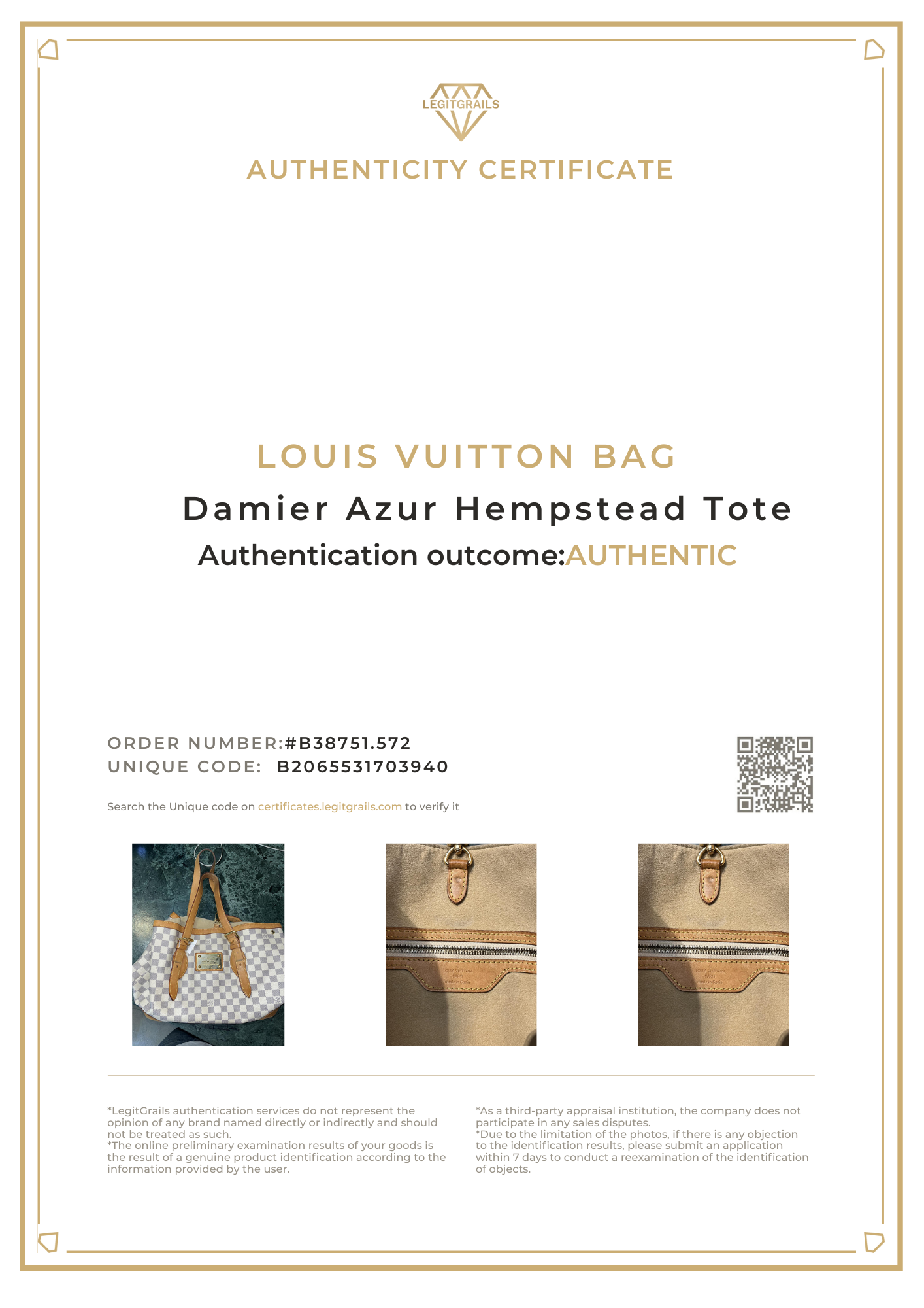 Louis Vuitton 2009 Damier Azur Hampstead Tote