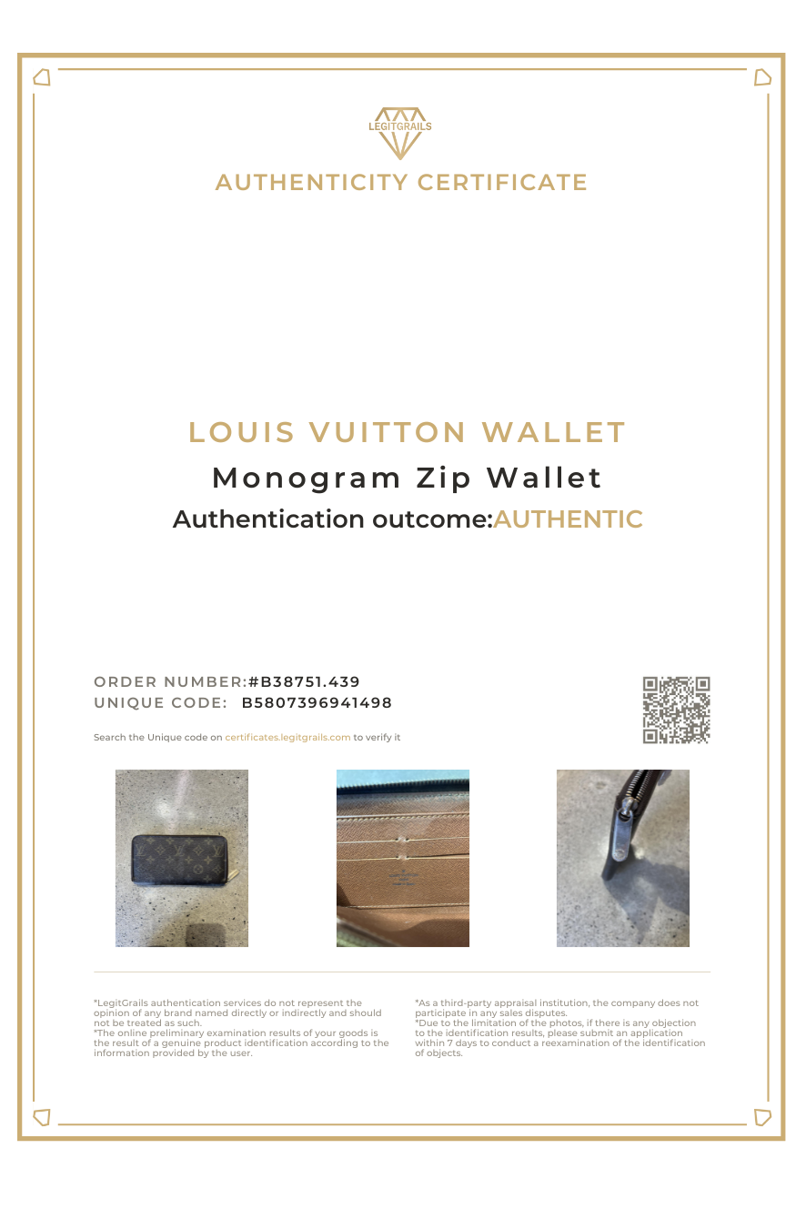Louis Vuitton Monogram Zip Wallet