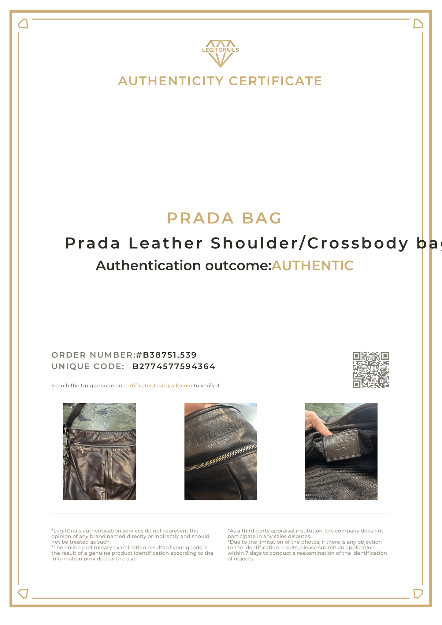 Prada Leather Shoulder Crossbody Bag