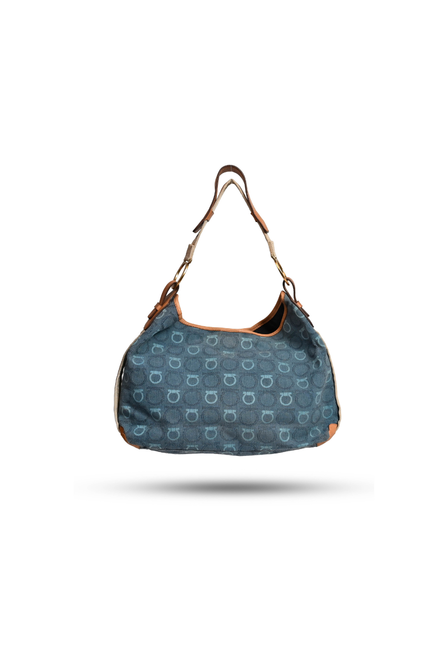 (PRE-ORDER) Salvatore Ferragamo Gancio Denim Hobo Bag