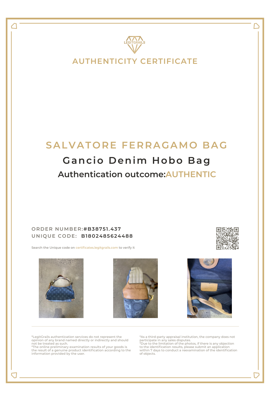 (PRE-ORDER) Salvatore Ferragamo Gancio Denim Hobo Bag