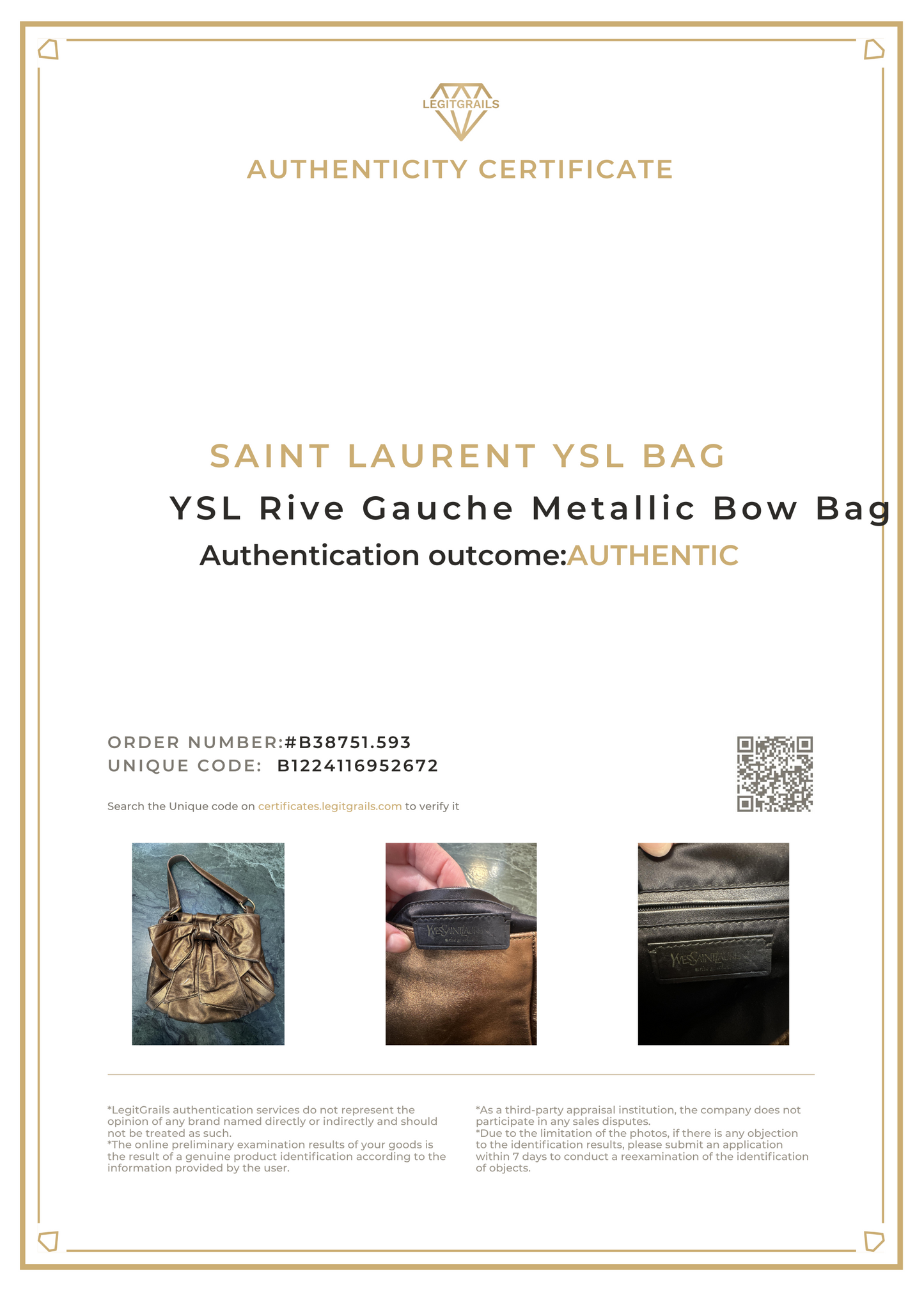YSL Rive Gauche Metallic Bow Bag