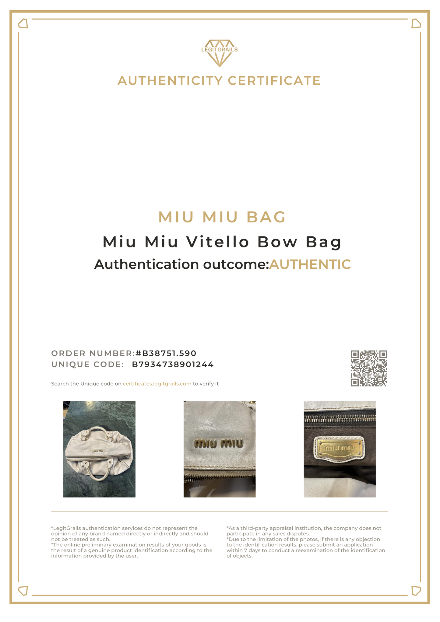 Miu Miu Vitello Bow Bag