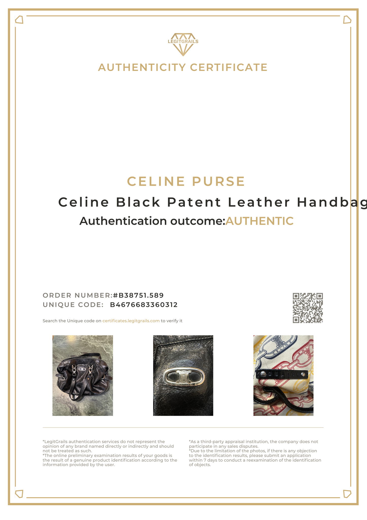Celine Black Patent Leather Handbag