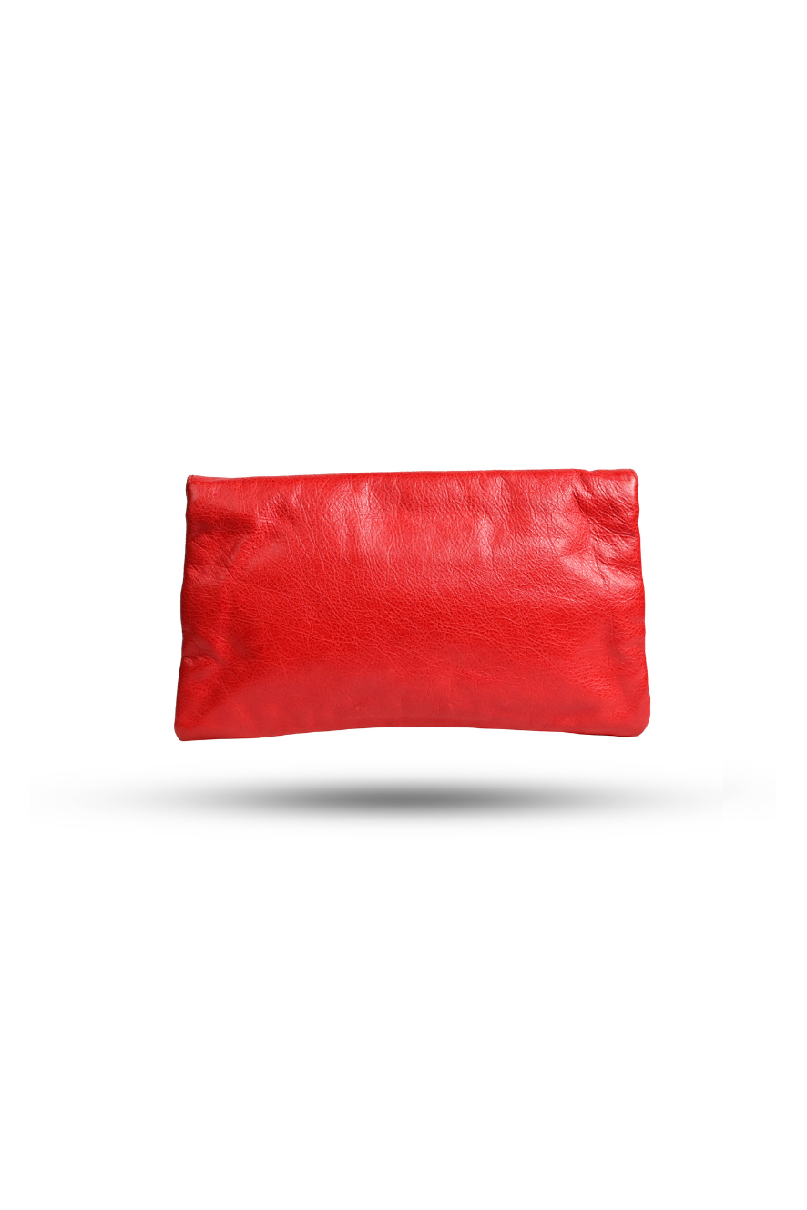 Balenciaga Red Leather Giant Envelope Clutch