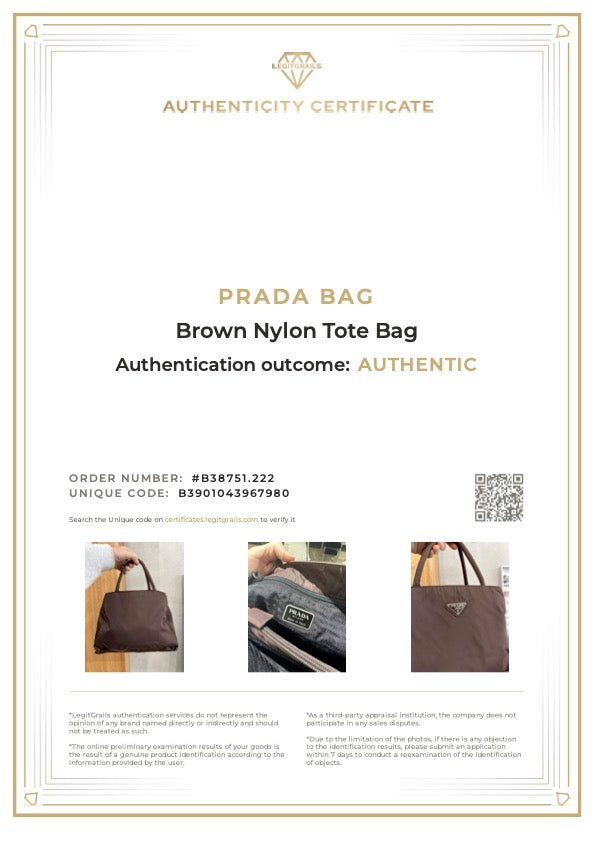Prada Brown Nylon Tote Bag