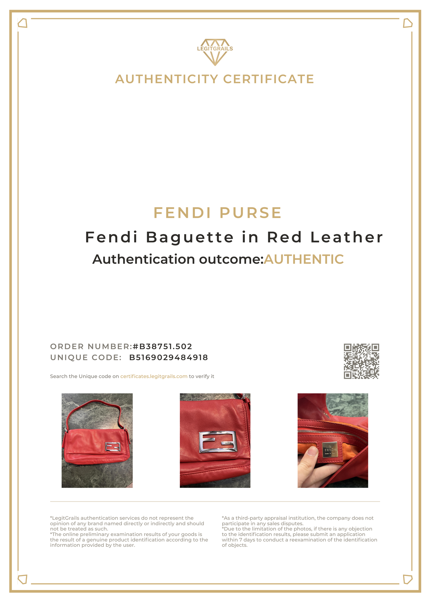 Fendi Red Leather Baguette