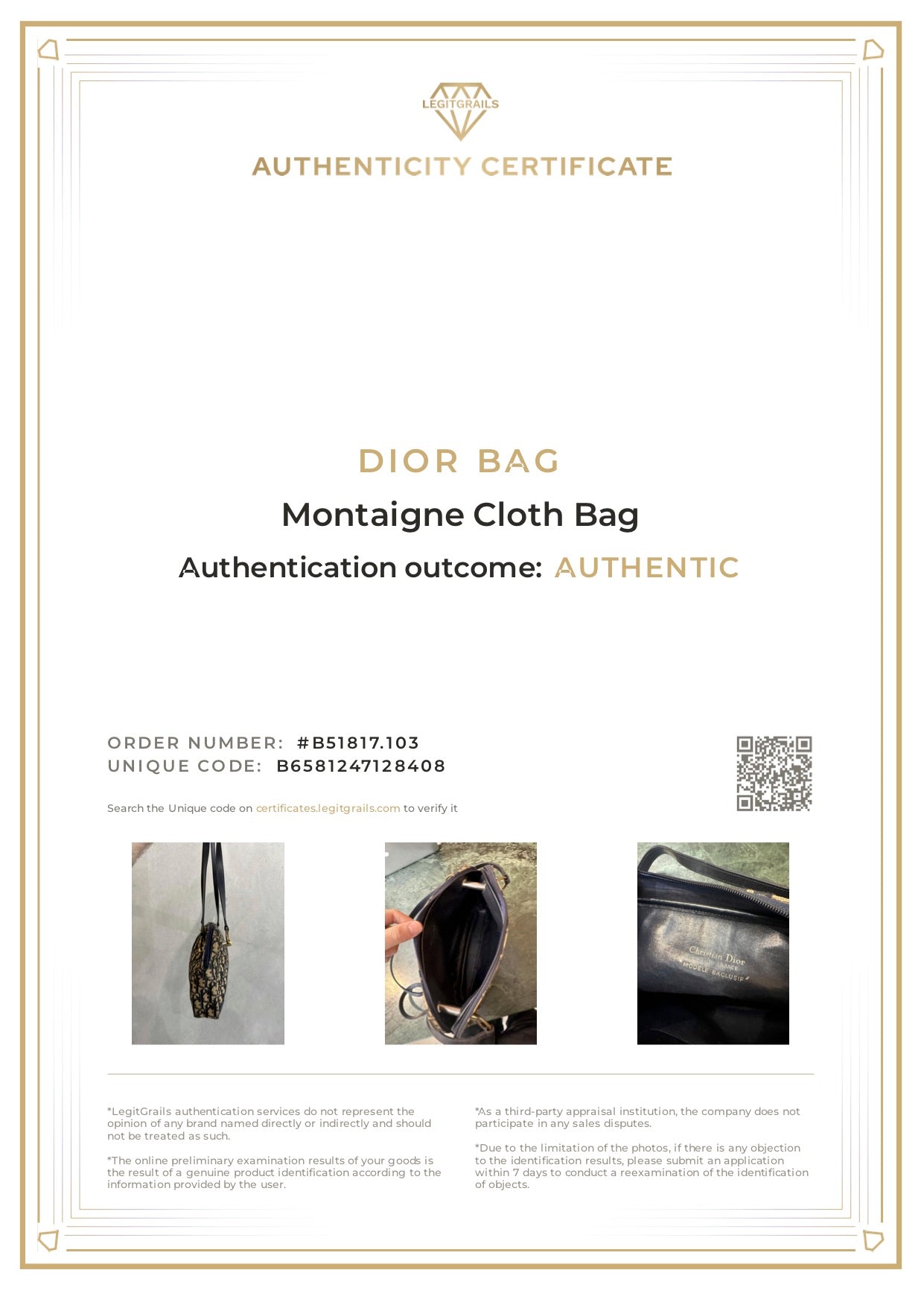 Dior Montaigne Cloth Bag