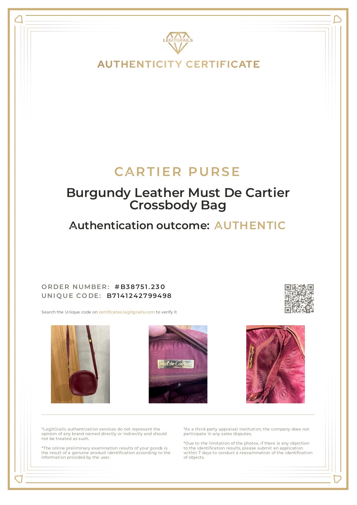 Cartier Burgundy Leather Must De Cartier Crossbody Bag
