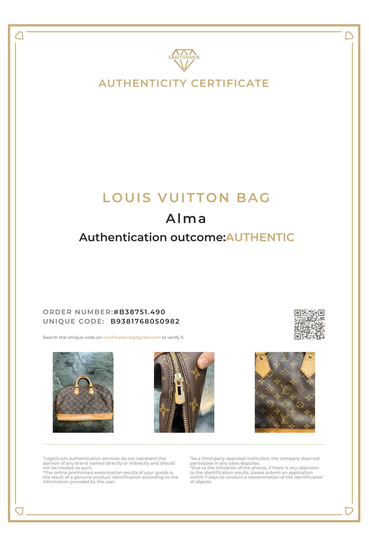 Louis Vuitton Alma Handbag