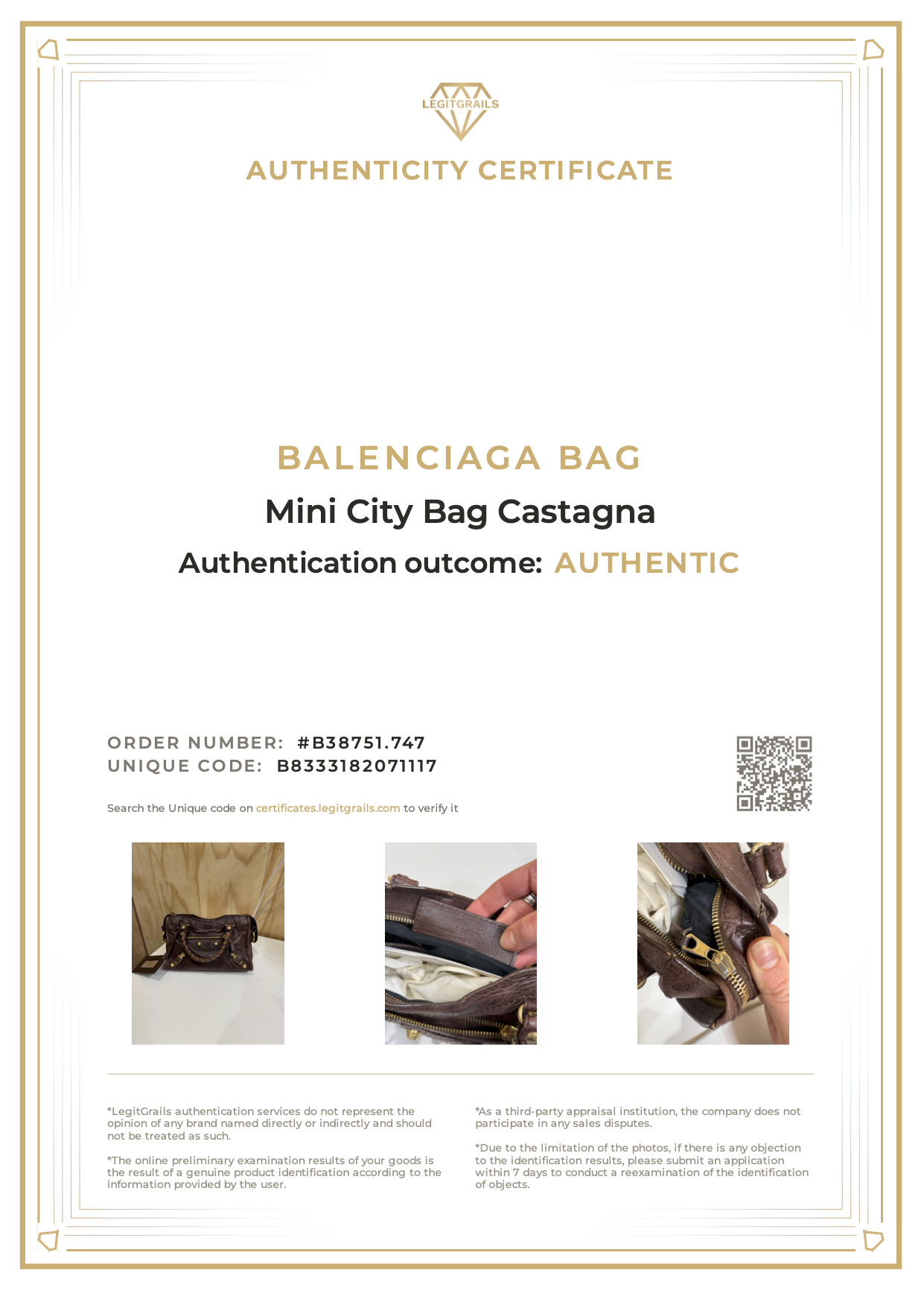 Balenciaga Mini City Bag Castagna Gold