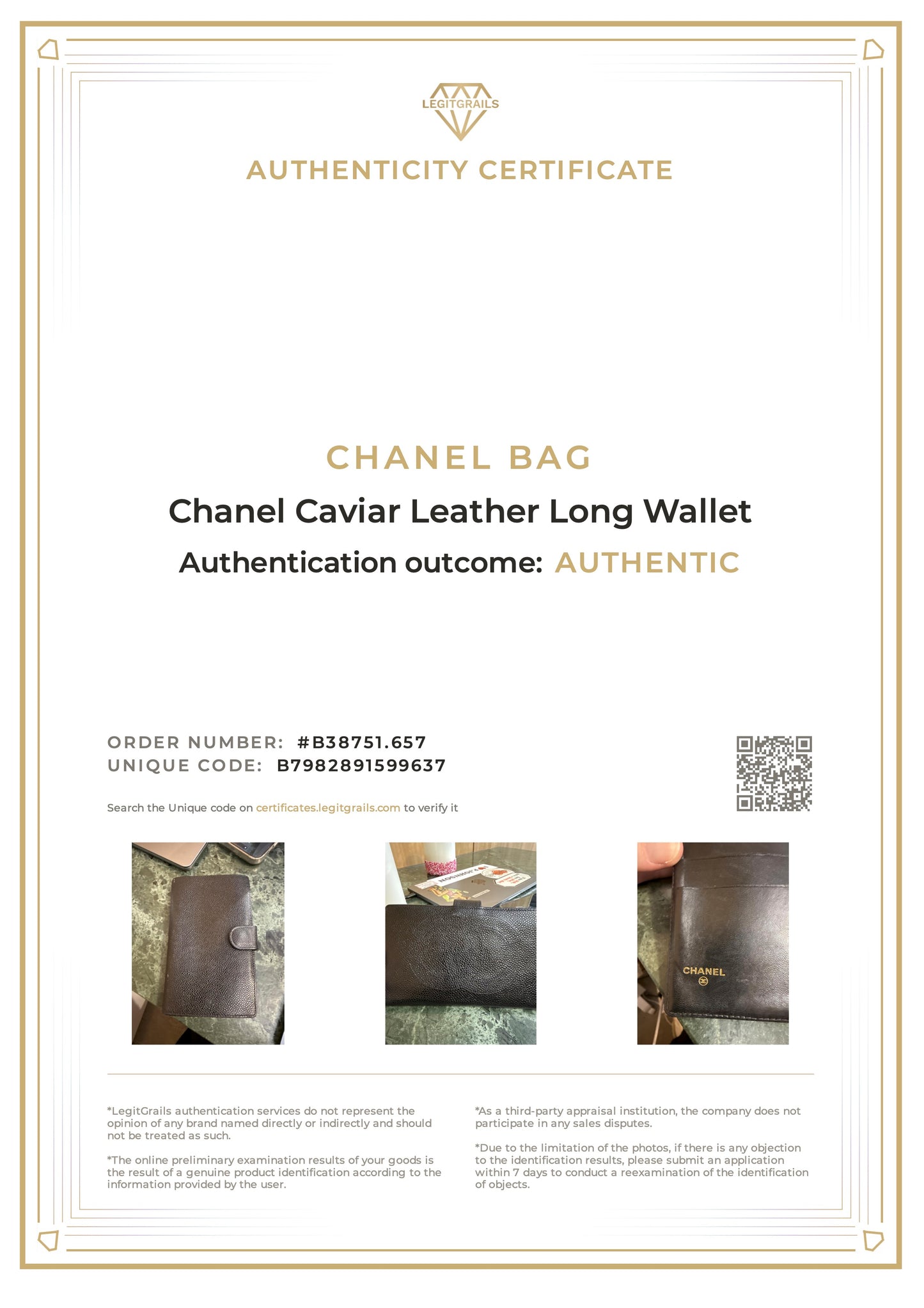 Chanel Caviar Leather Long Wallet