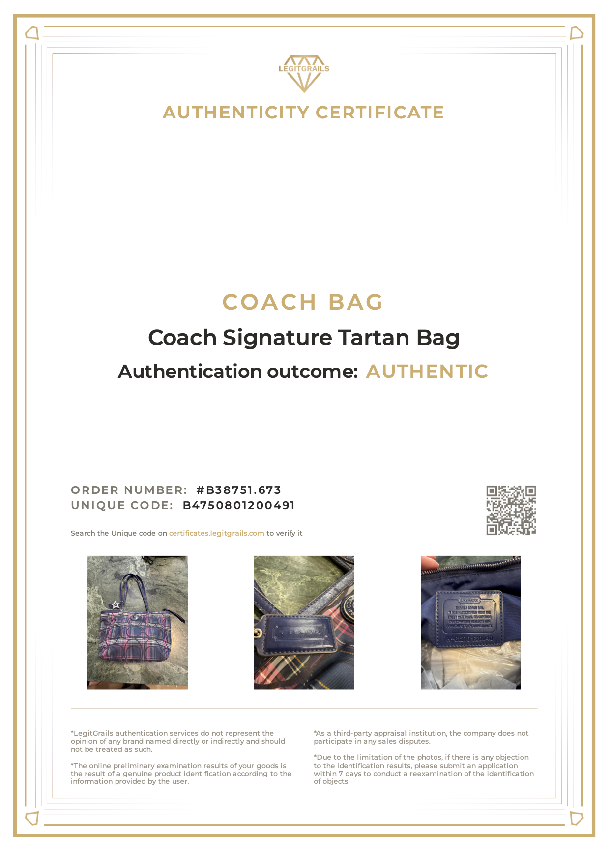 Coach Signature Tartan Bag