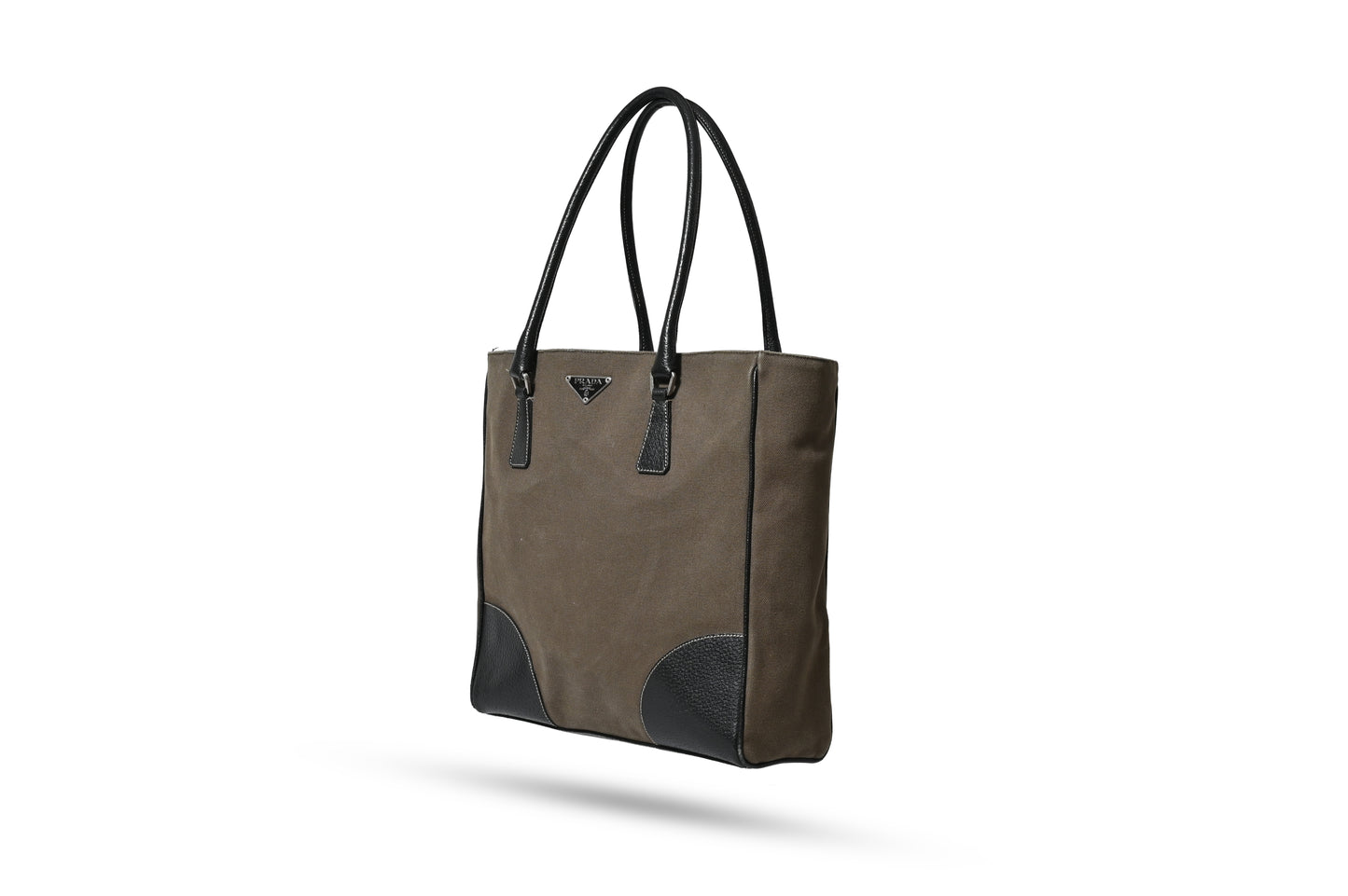 Prada Canvas Khaki Tote Bag