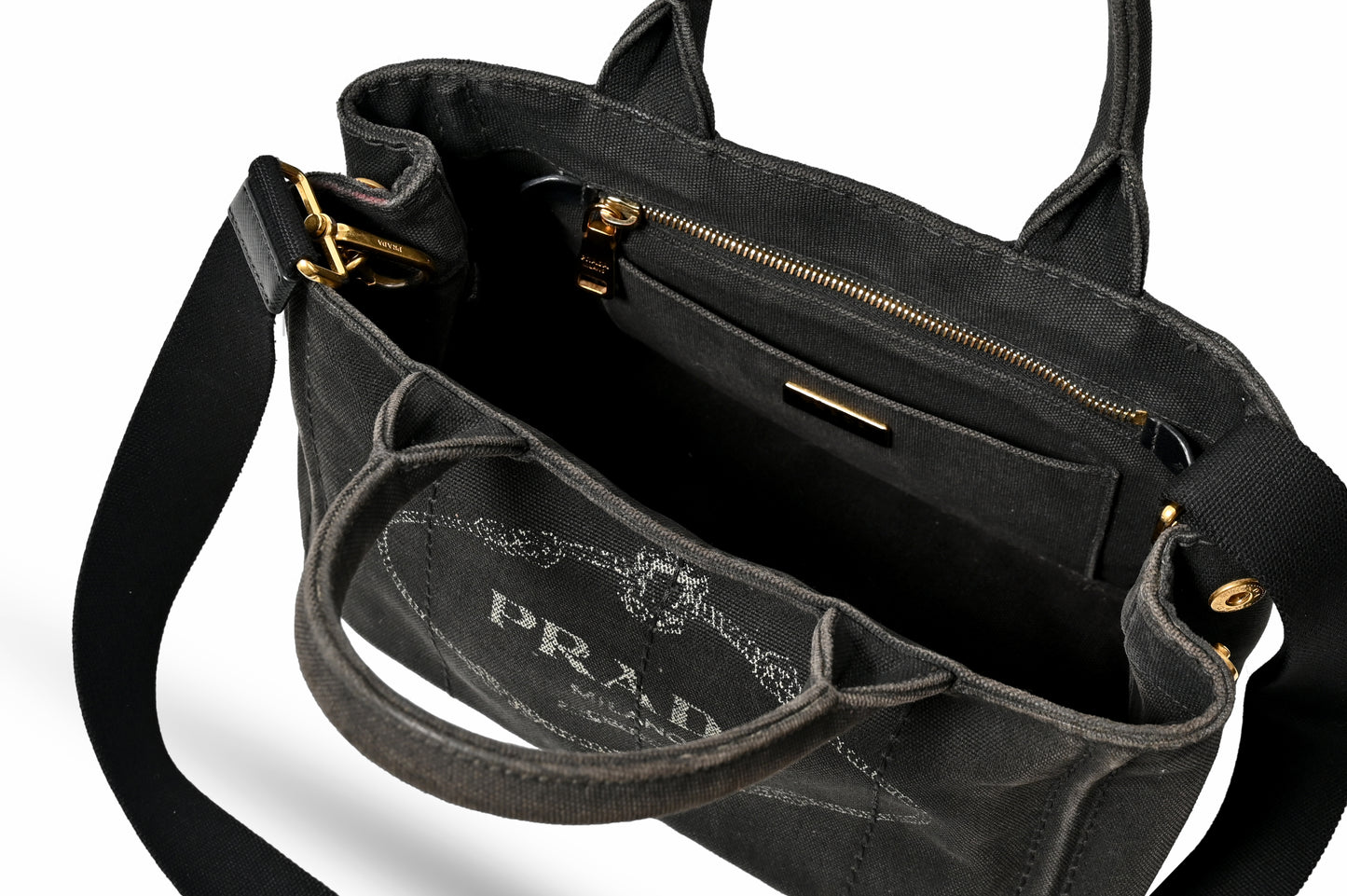 Prada Canapa Washed Black Tote
