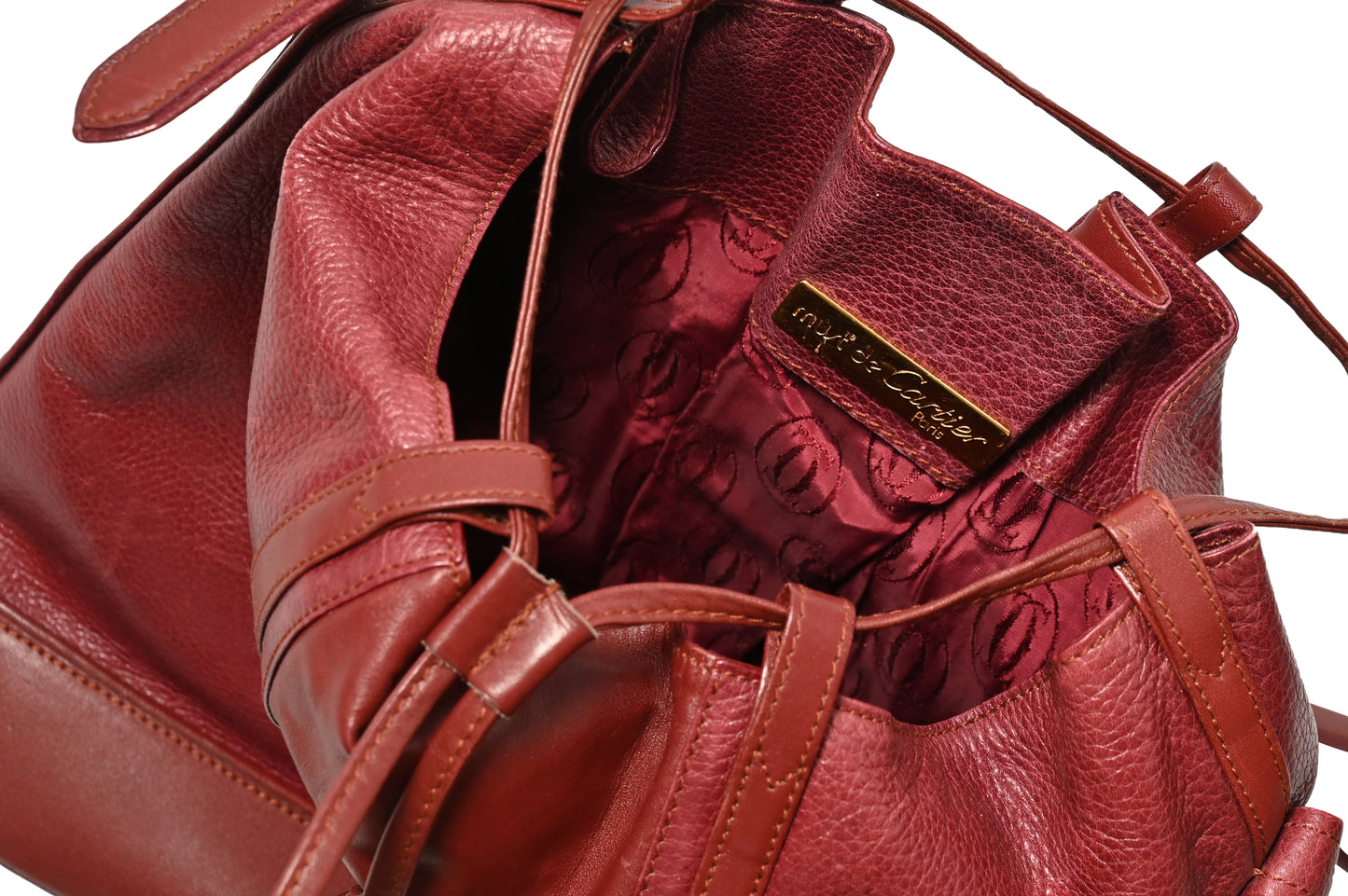 Cartier Leather Burgundy Bucket Bag
