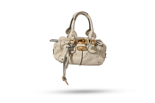 Chloé White Leather Mini Paddington Bag