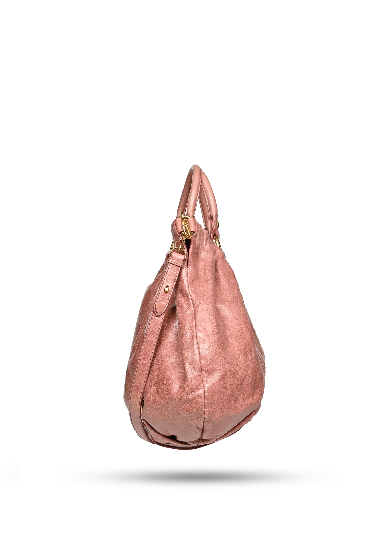 Miu Miu Vitello Lux Gathered Tote Bag