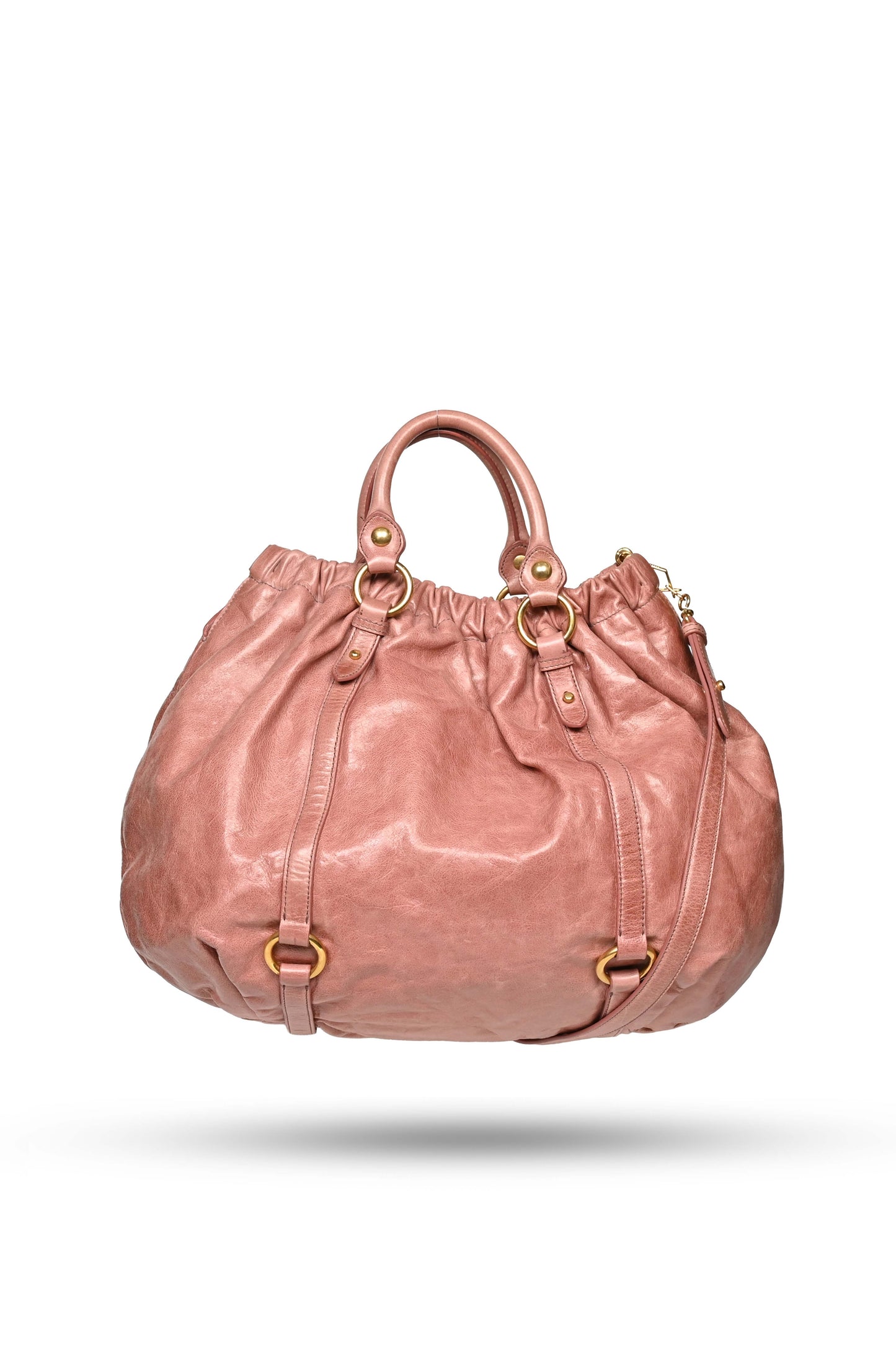 Miu Miu Vitello Lux Gathered Tote Bag
