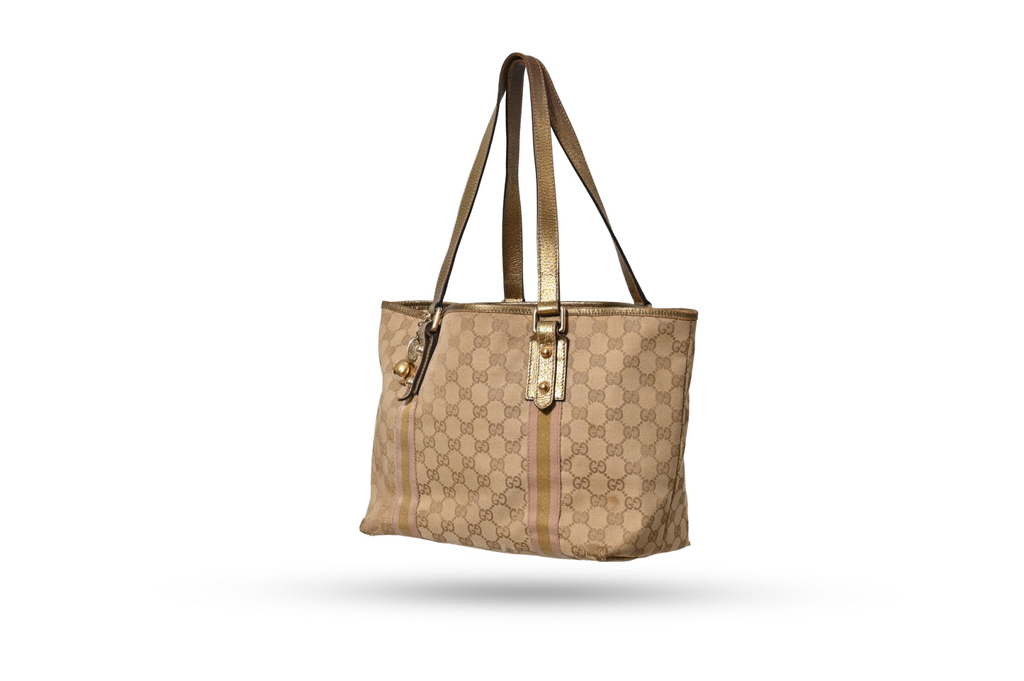 Gucci Gold Monogram Leather Tote Bag