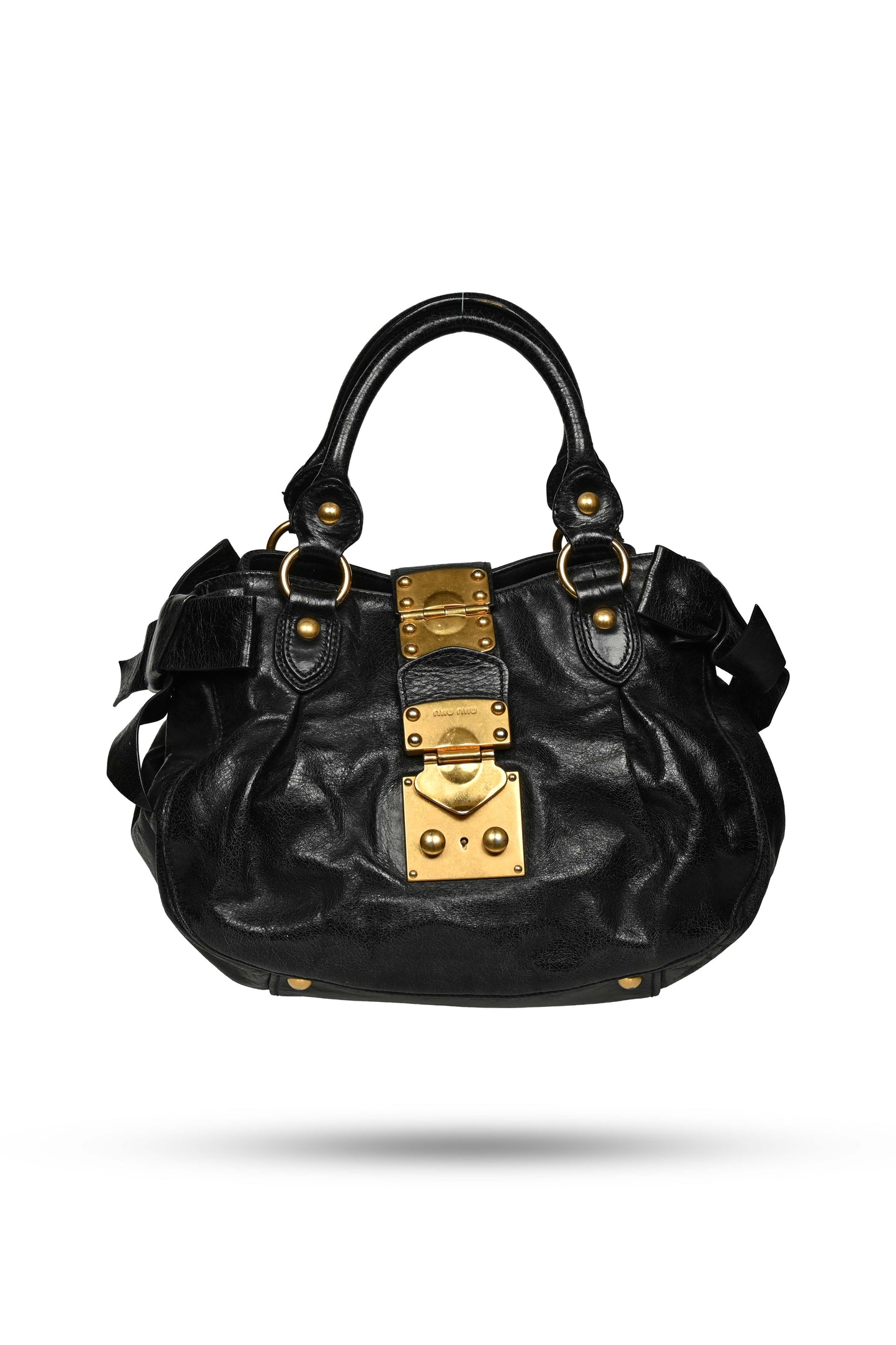 Miu Miu Vitello Bow Bag Black