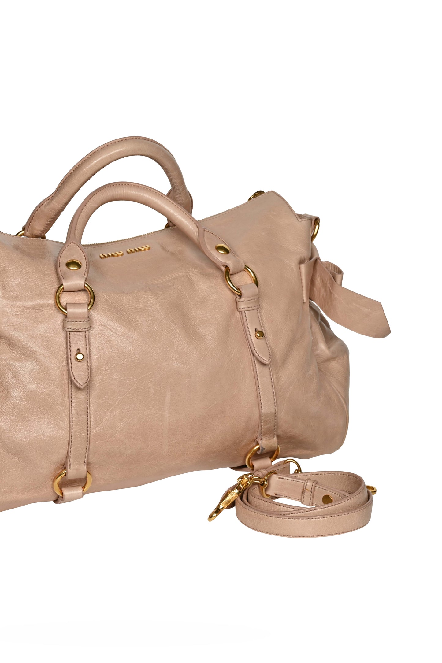 Miu Miu Vitello Lux Bow Bag Dust Pink