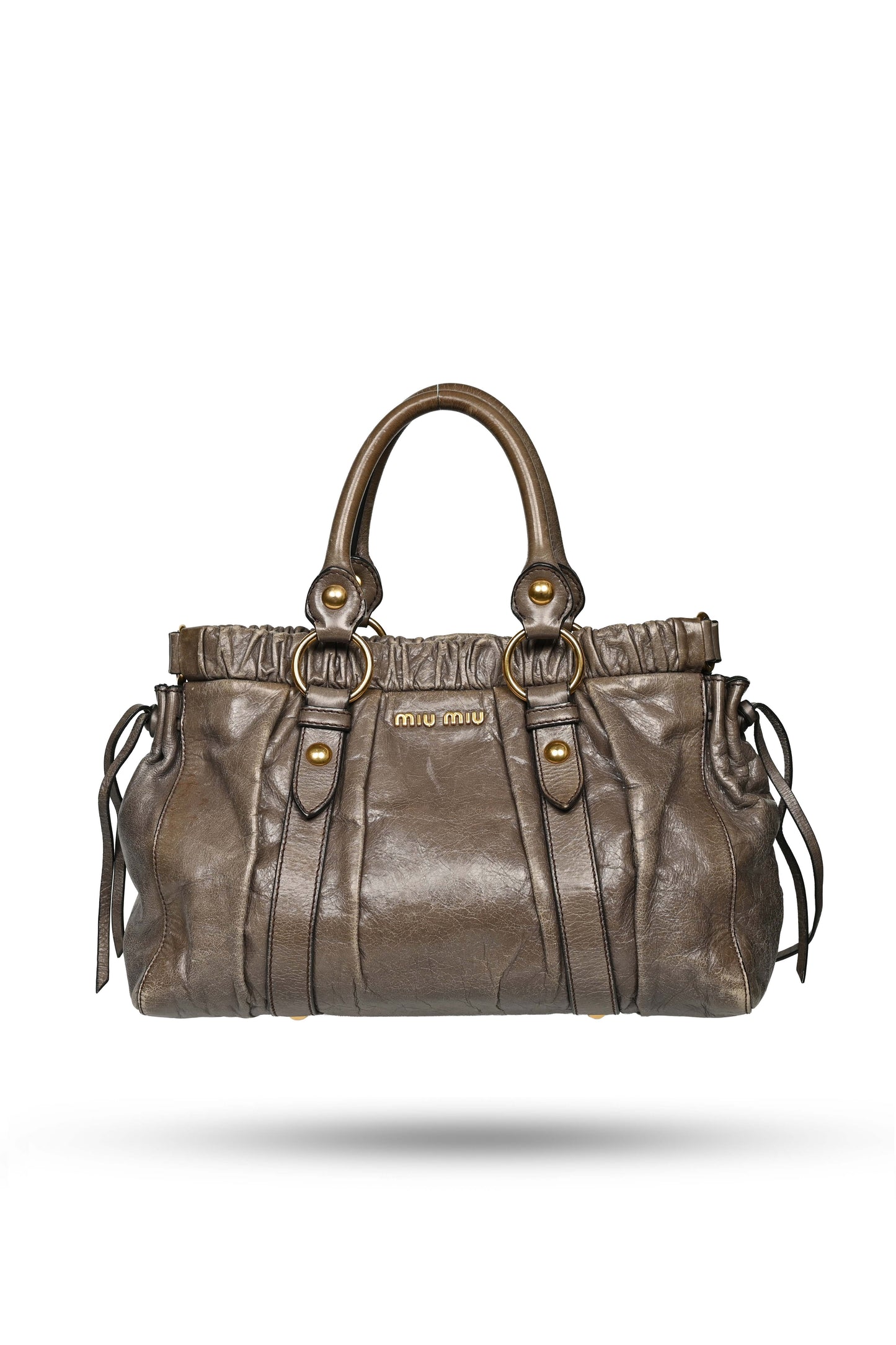 Miu Miu Vitello Lux Gathered Satchel