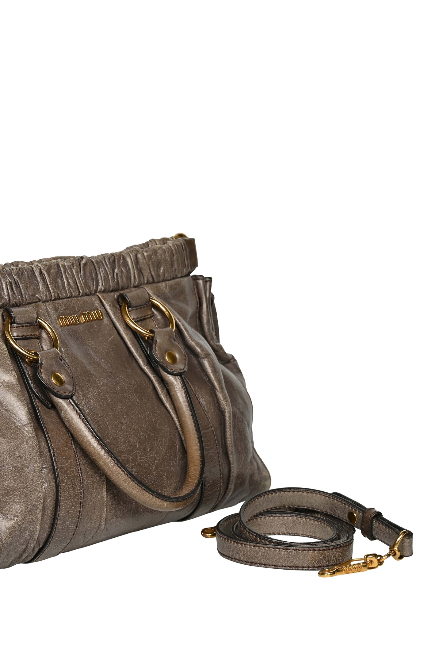 Miu Miu Vitello Lux Gathered Satchel