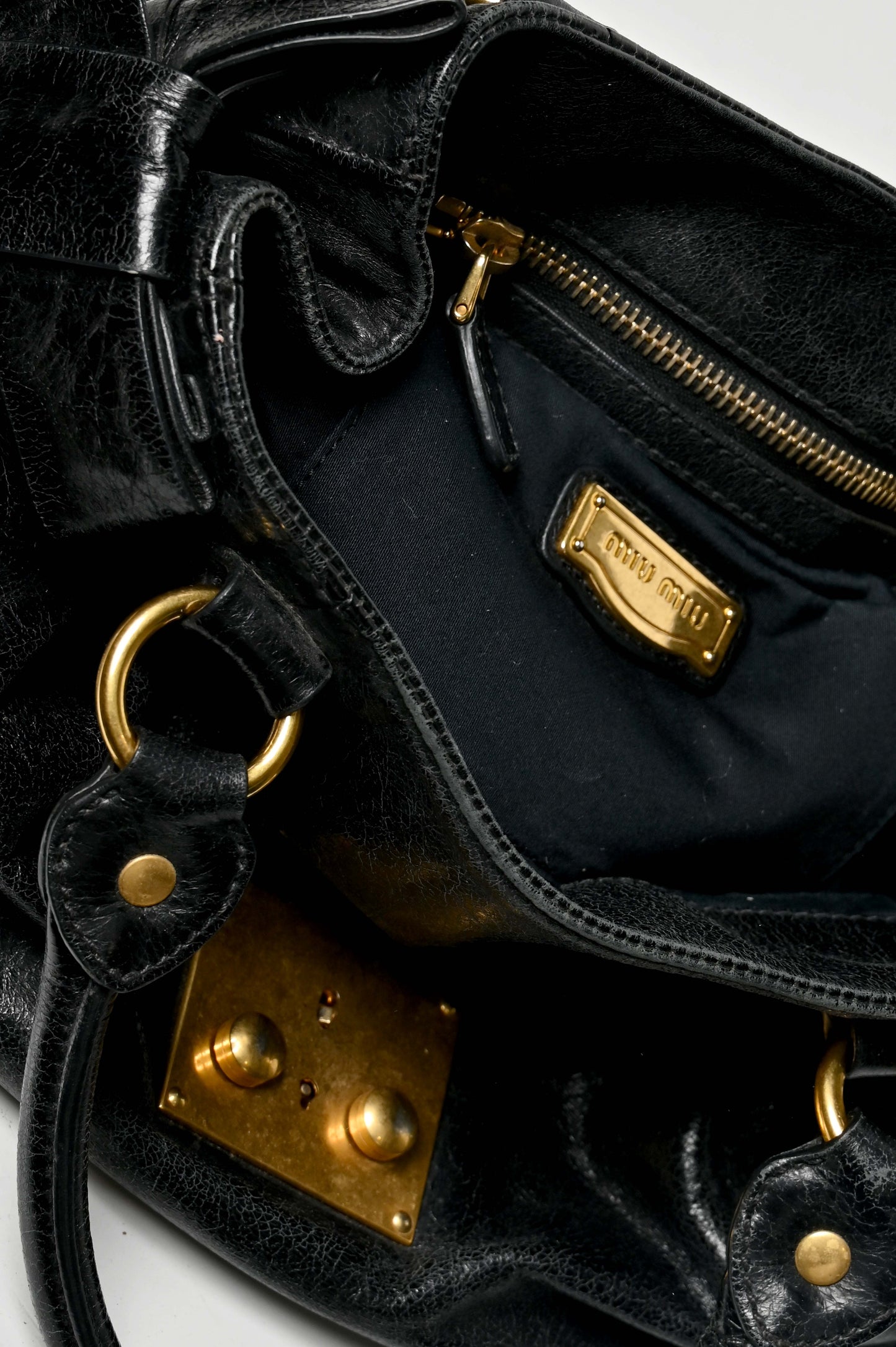 Miu Miu Vitello Bow Bag Black