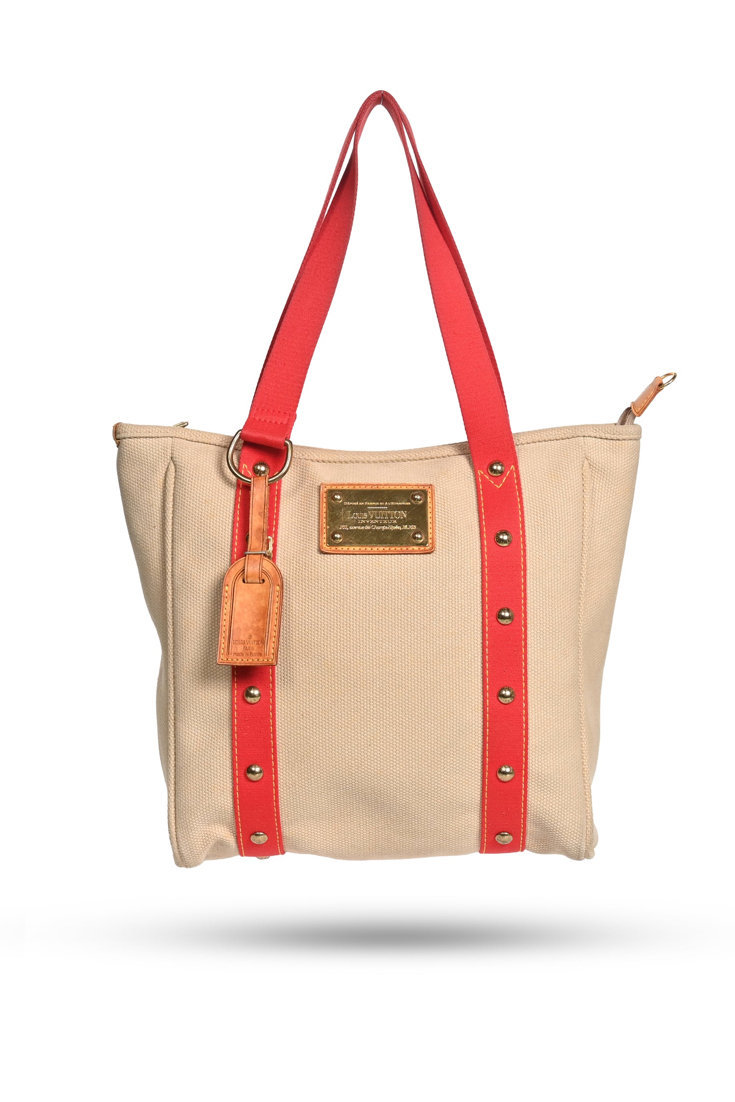 Louis Vuitton 2005 Antigua Cabas Tote Bag Red