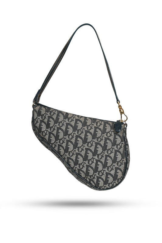 Dior 2002 Mini Trotter Saddle Clutch Navy