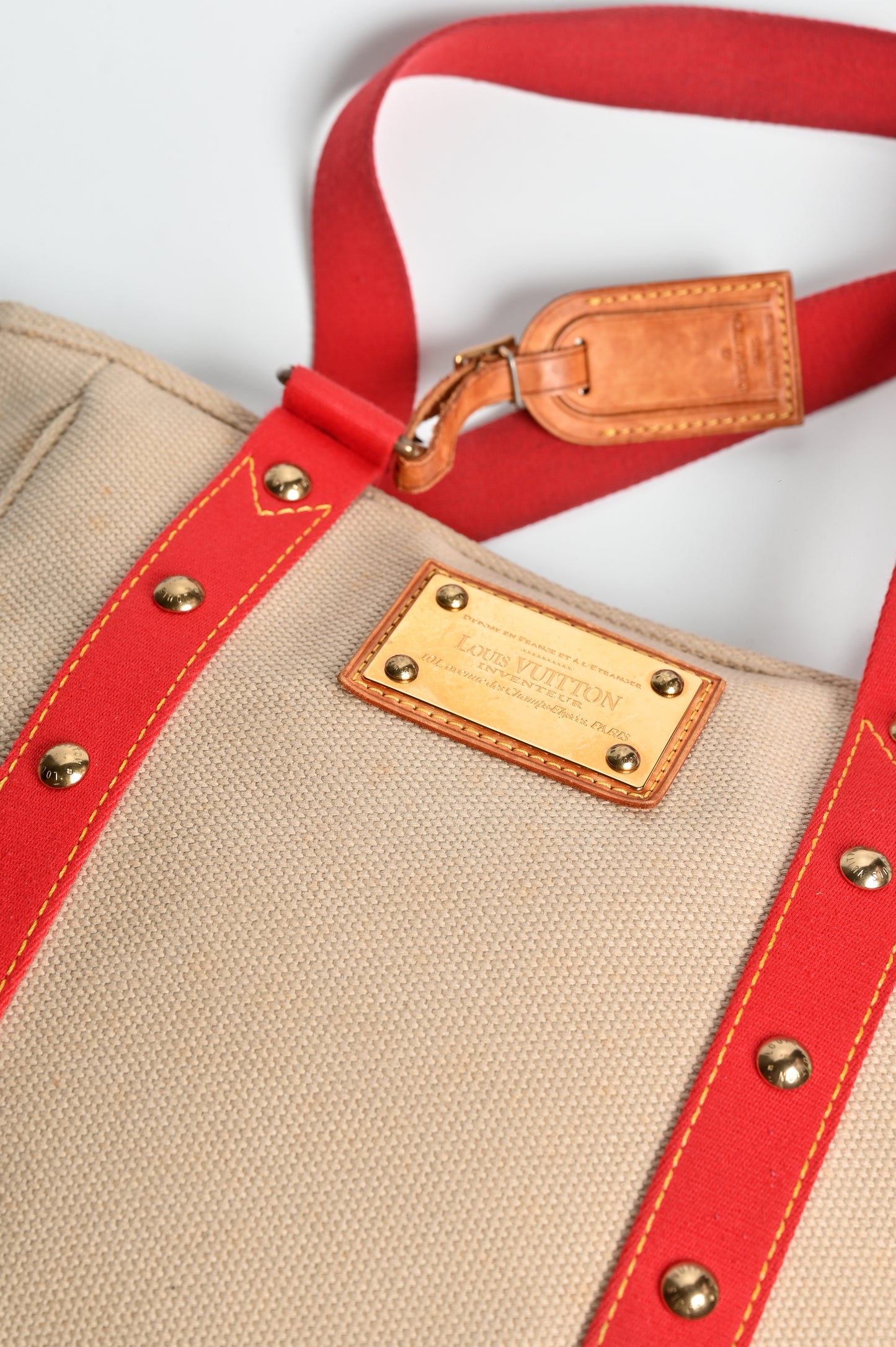 Louis Vuitton 2005 Antigua Cabas Tote Bag Red
