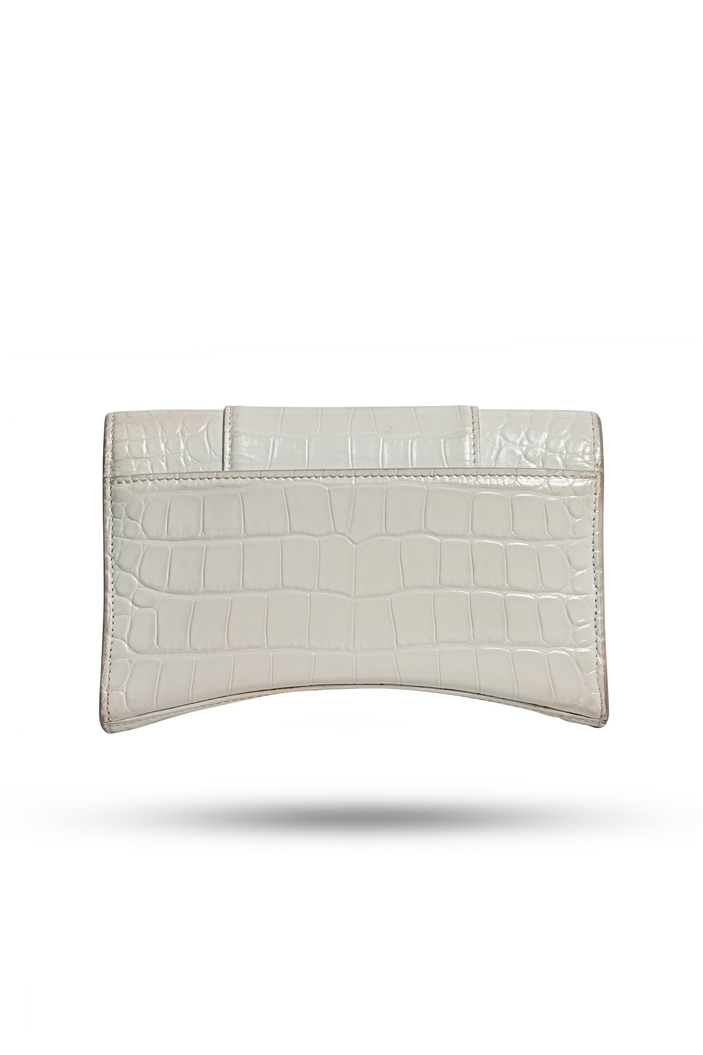 Balenciaga White Croc Clutch Hourglass