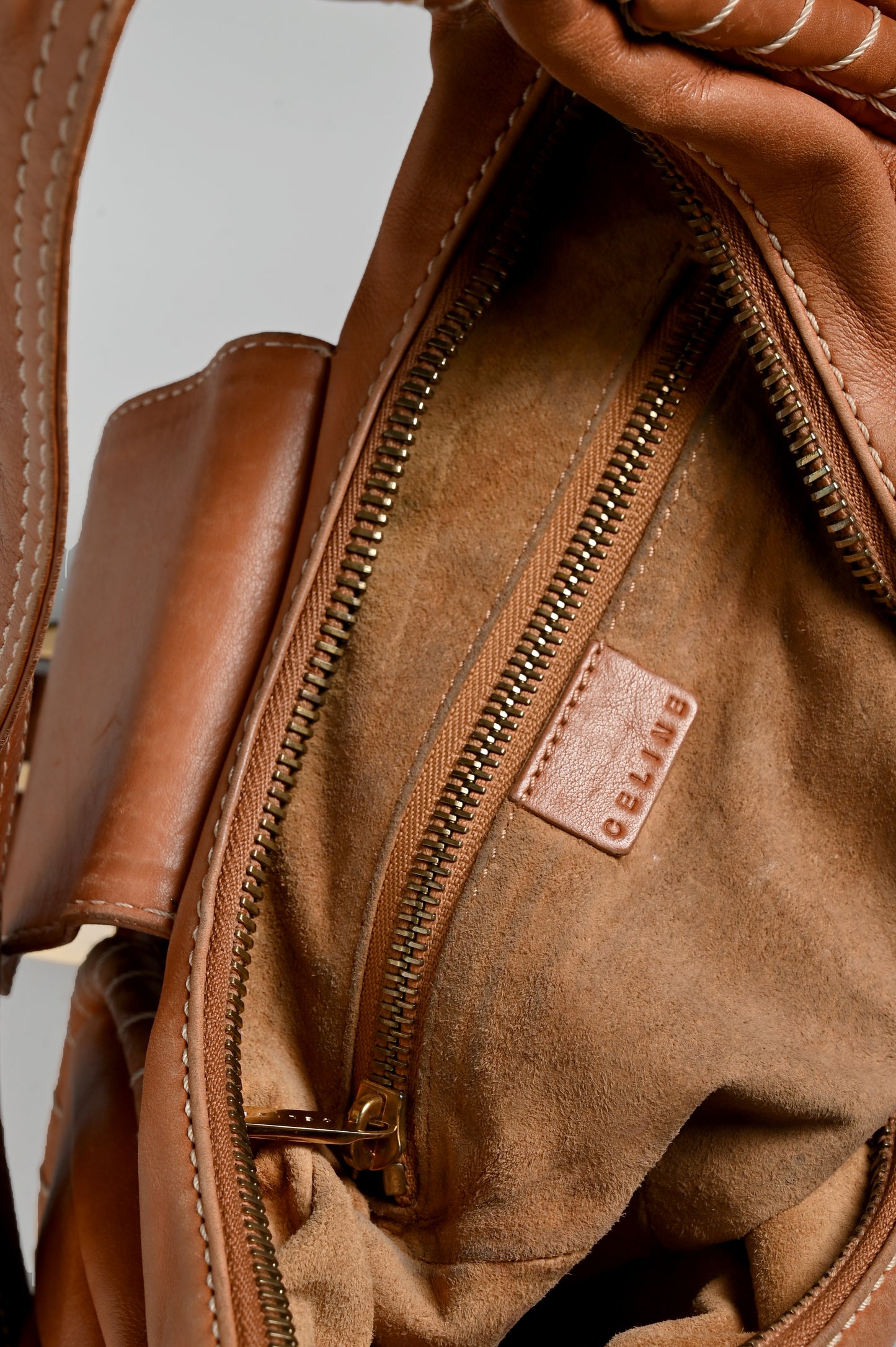Celine Hobo Handbag in Camel Leather