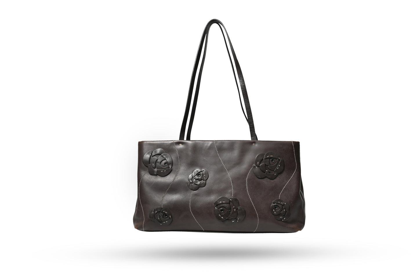 Prada Embellished Flower Leather Shoulder Bag