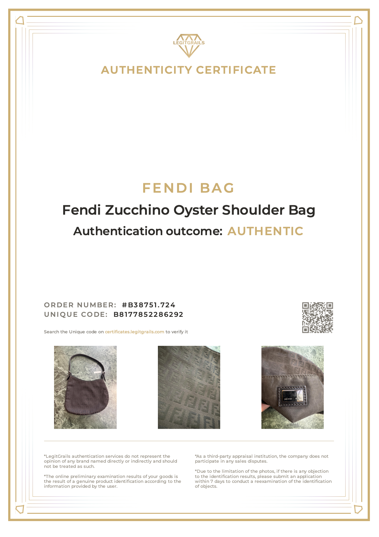 Fendi Zucchino Oyster Shoulder Bag