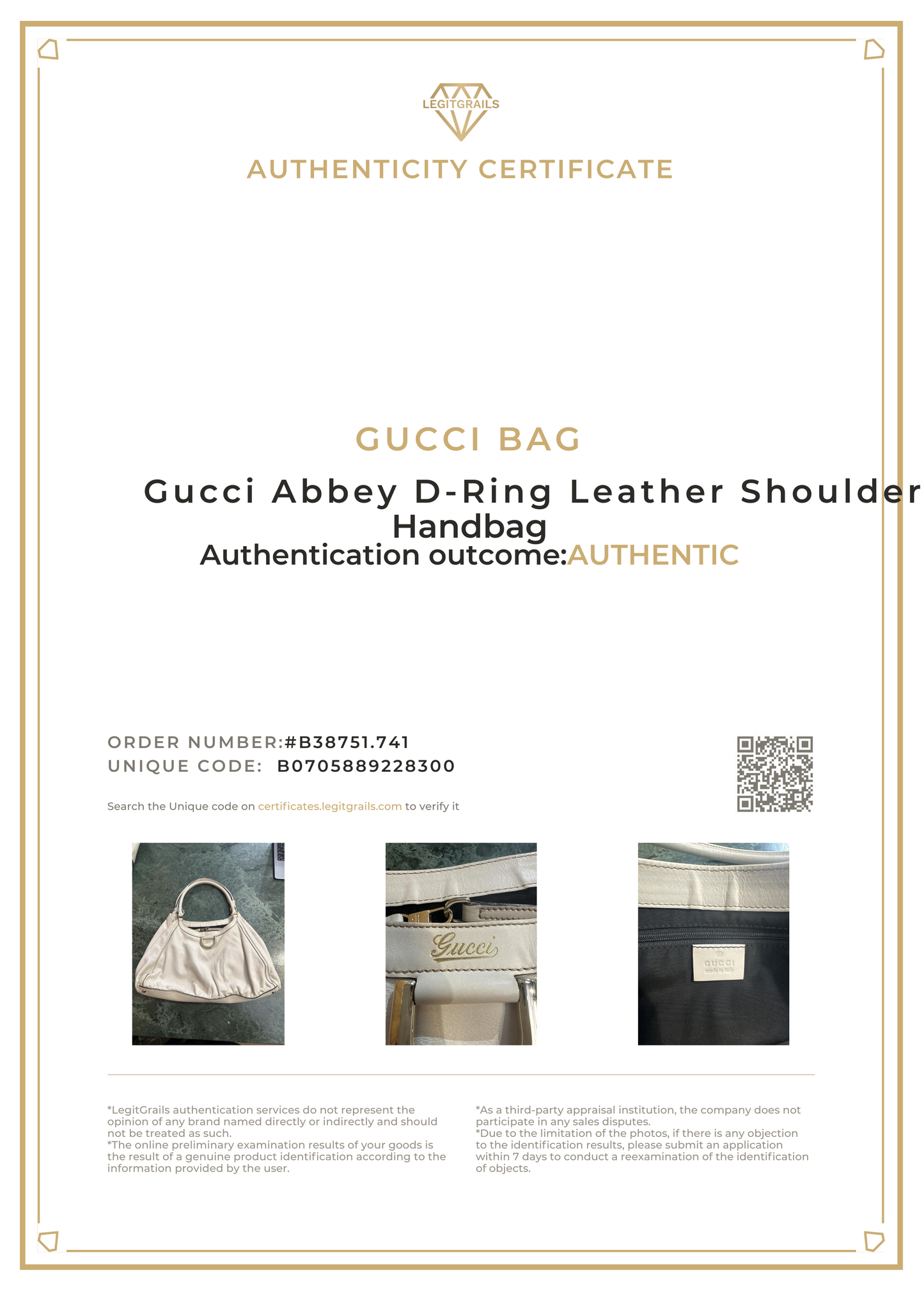 Gucci Abbey D-Ring Leather Shoulder Handbag