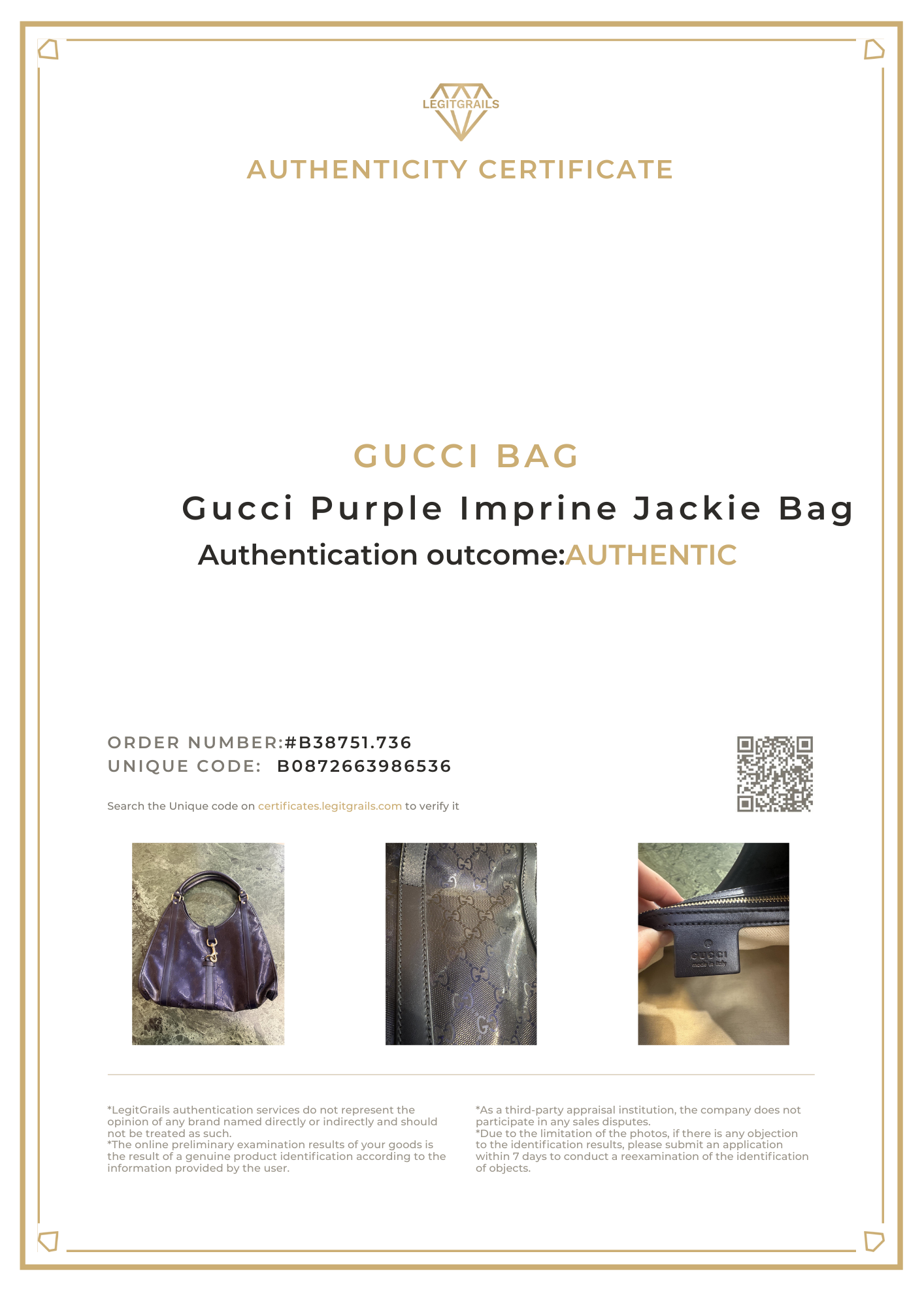 Gucci Purple Imprine Jackie Bag