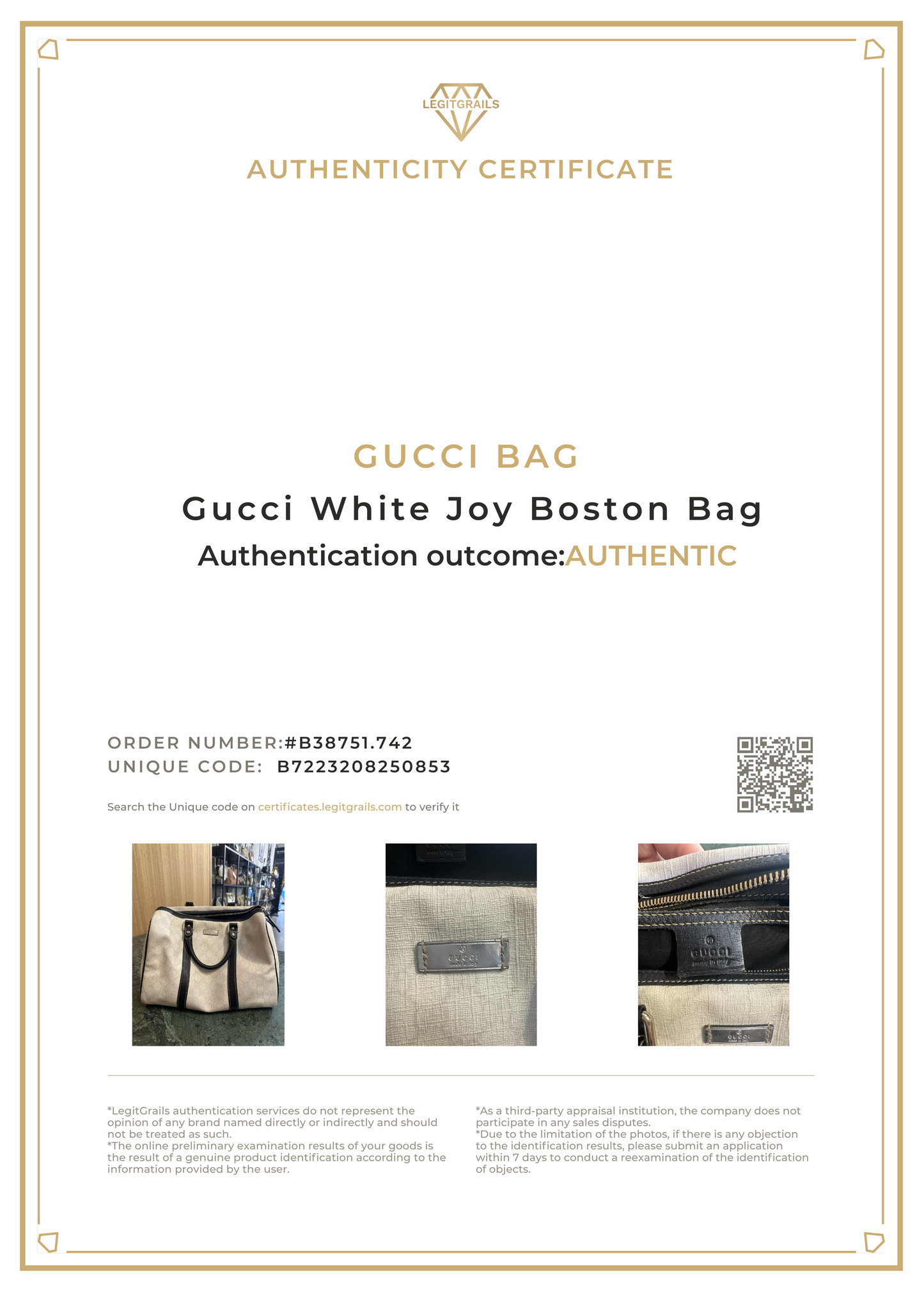 Gucci White Joy Boston Bag