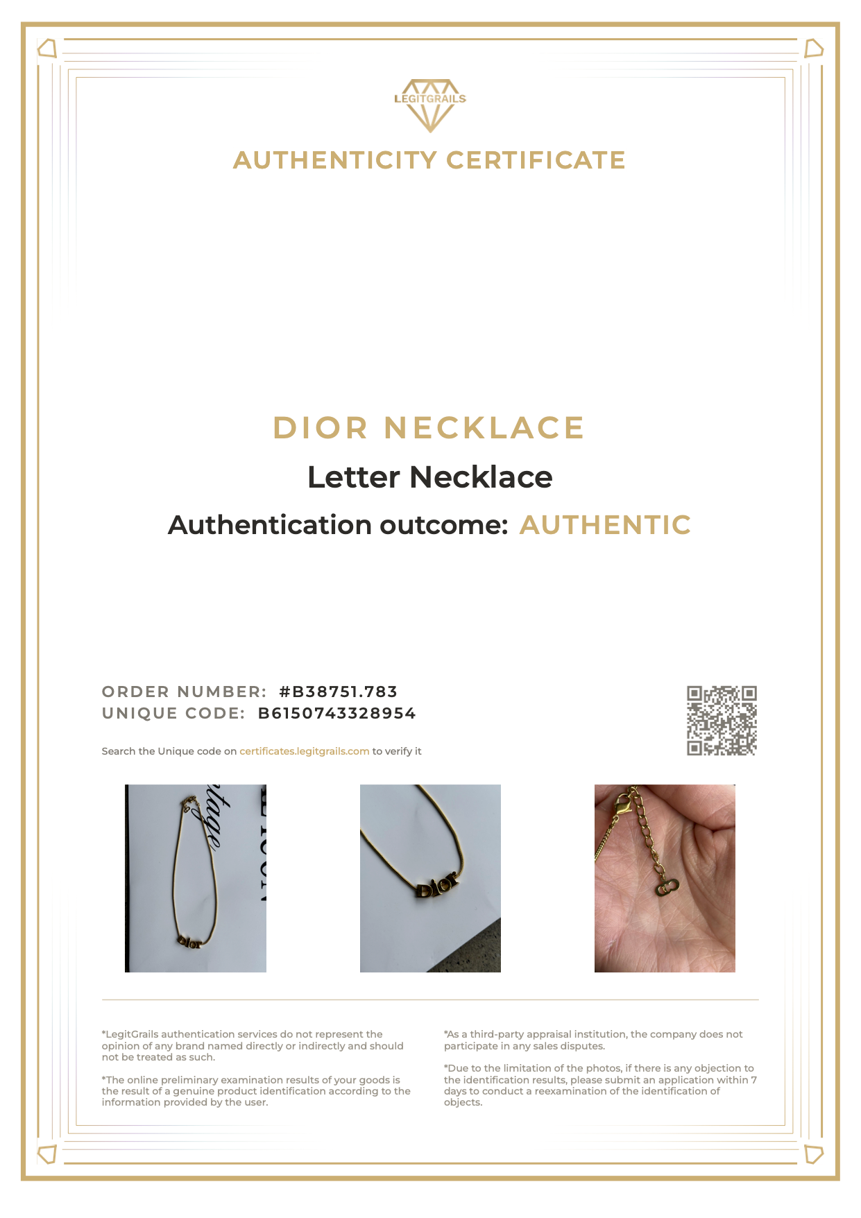 Dior Letter Necklace
