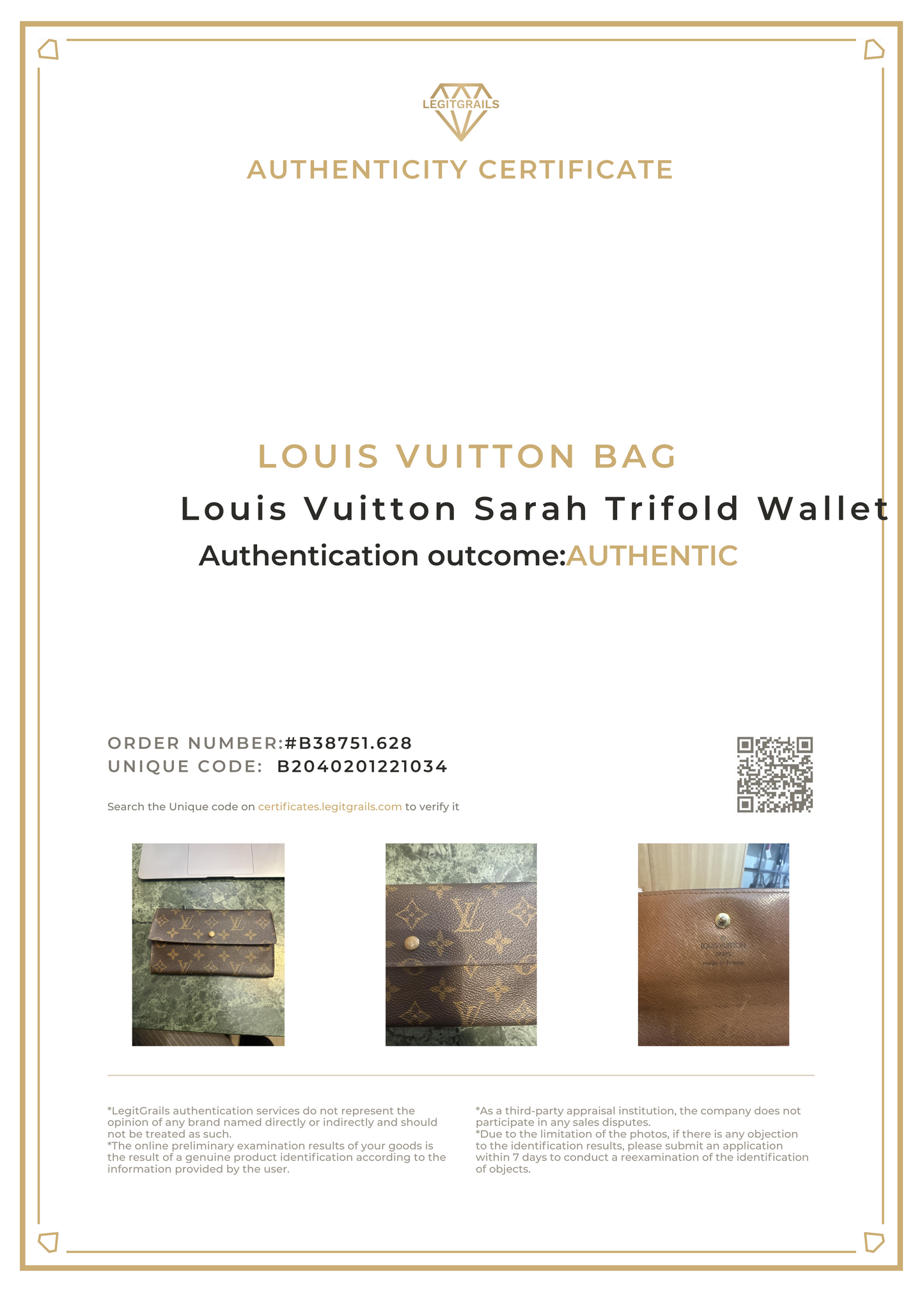Louis Vuitton Sarah Trifold Wallet