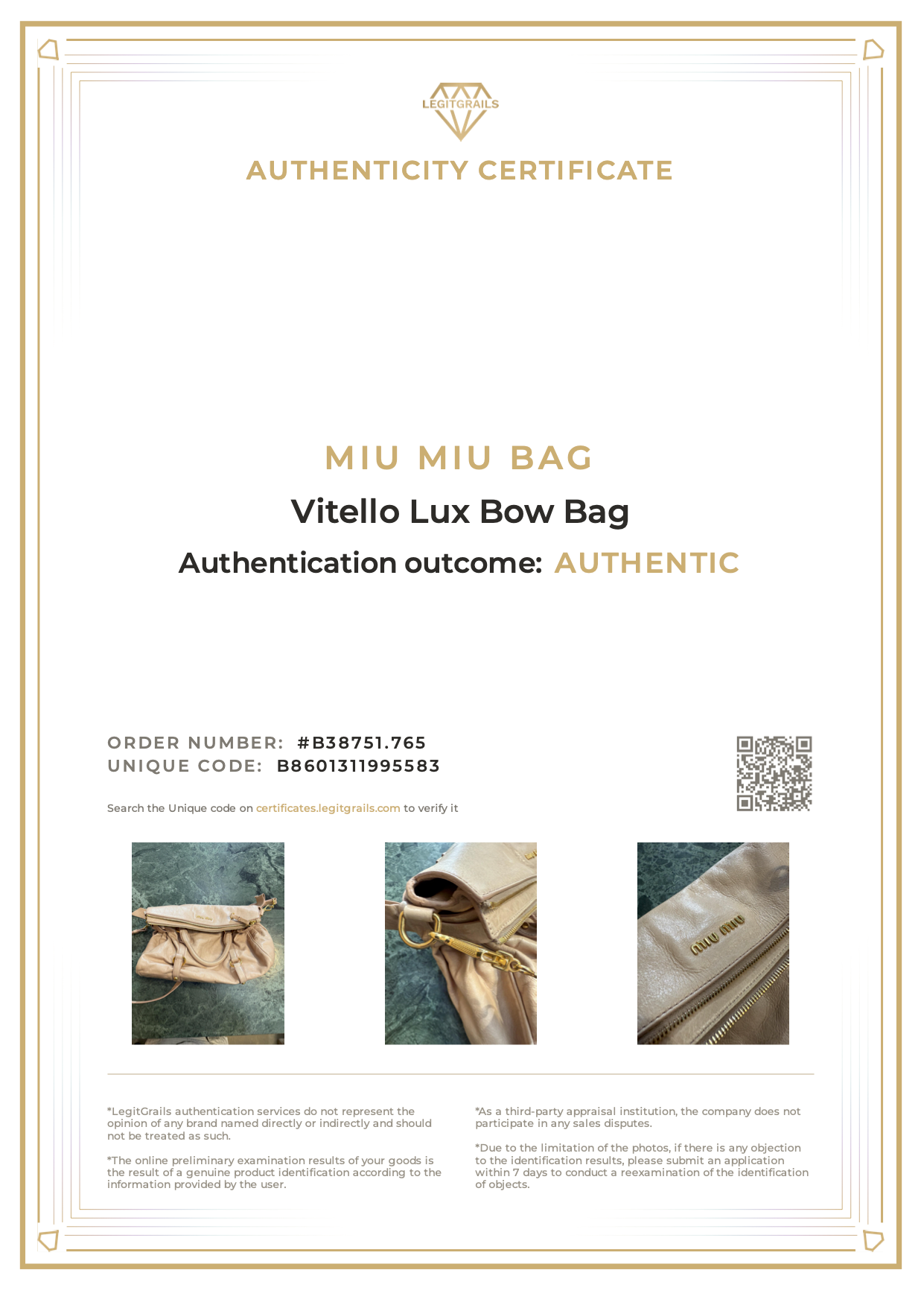 Miu Miu Vitello Lux Bow Bag Dust Pink