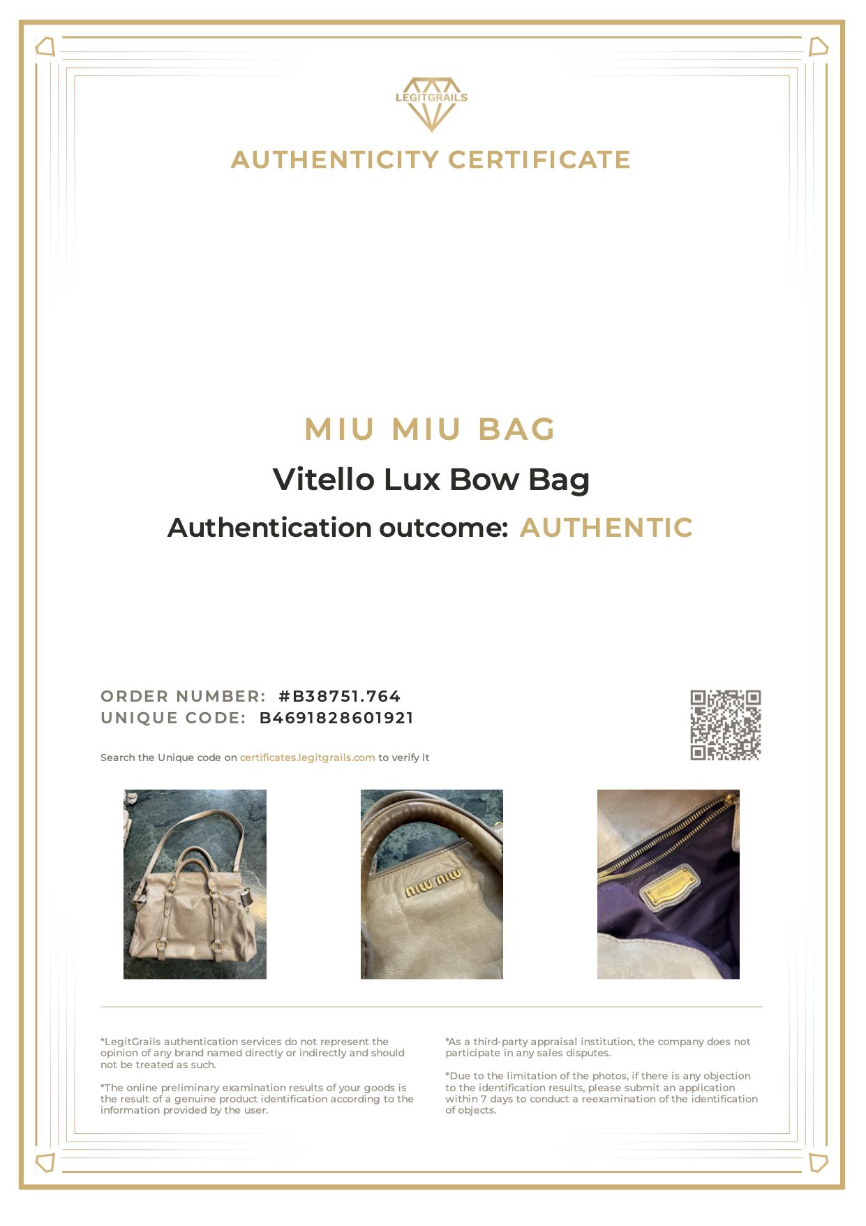 Miu Miu Vitello Lux Bow Bag Sage