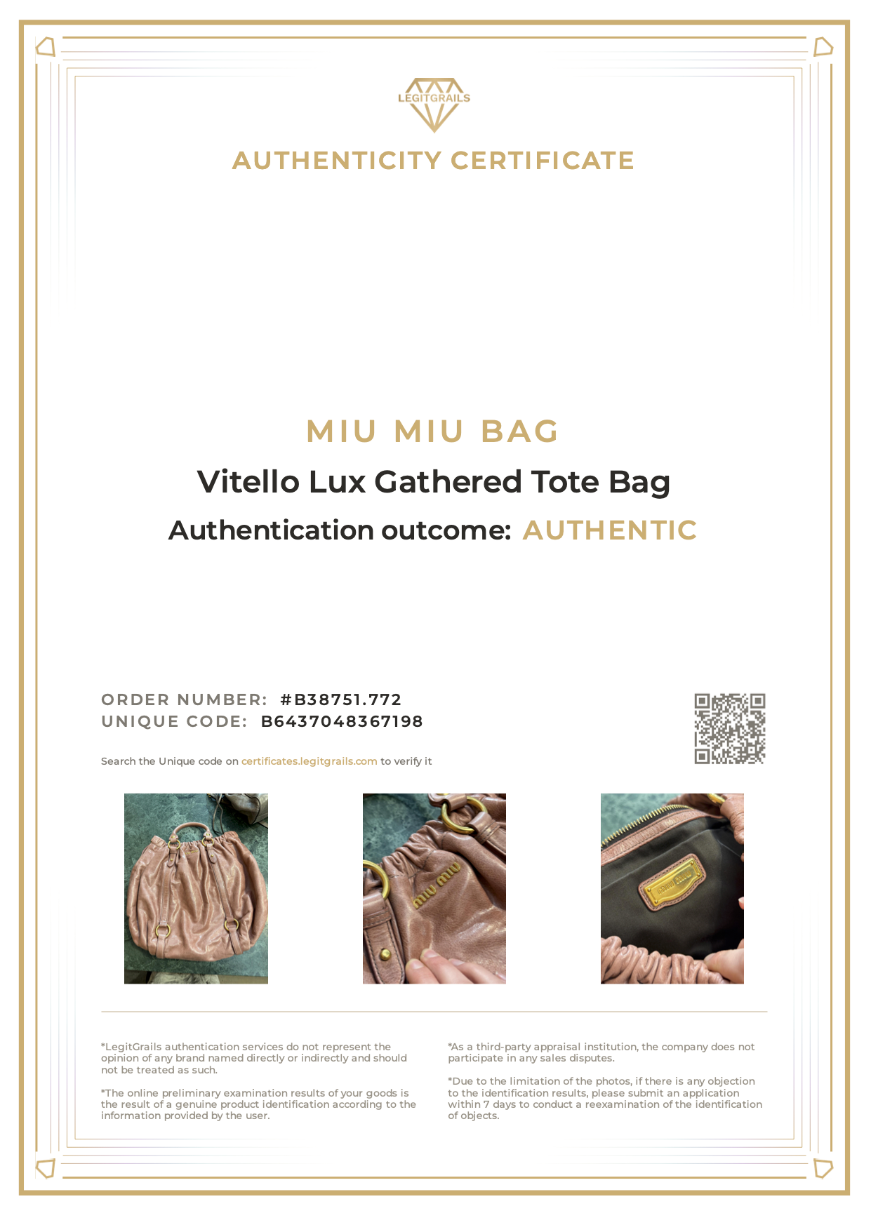 Miu Miu Vitello Lux Gathered Tote Bag